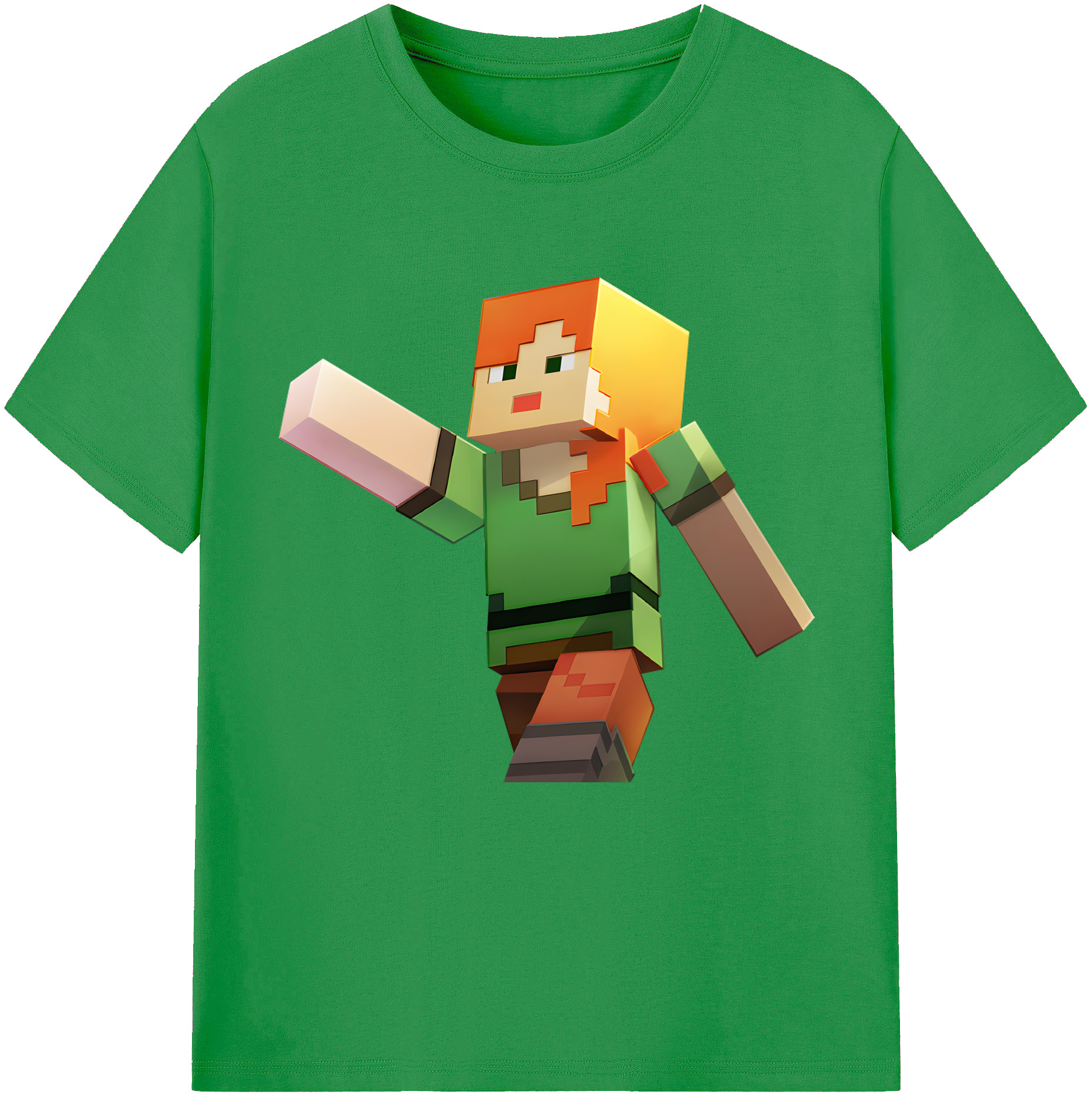 （画像用） マインクラフト ブロックの世界 Minecraft MC Block world レディースカジュアルプリントTシャツ（綿100％）