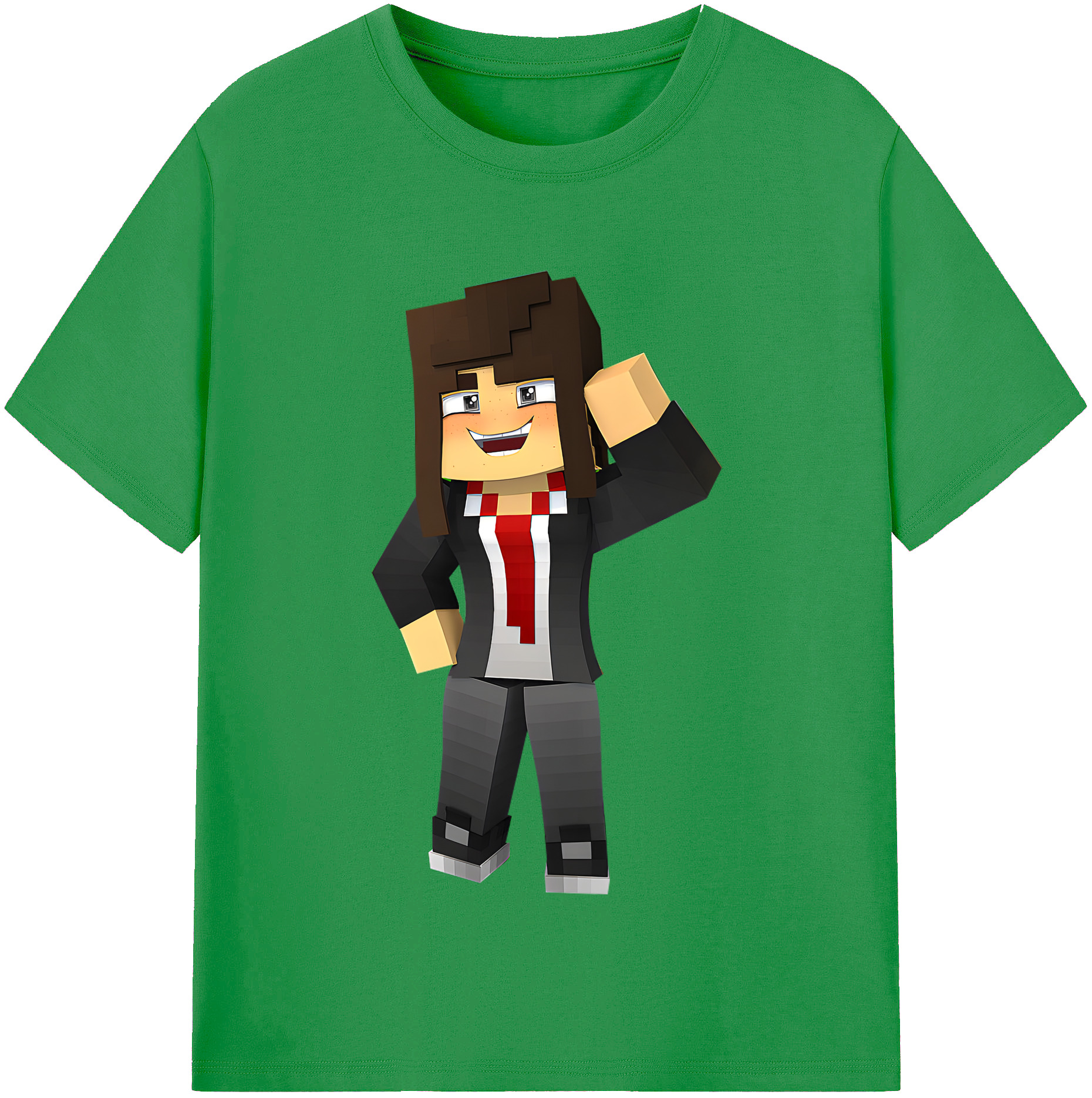 （画像用） マインクラフト ブロックの世界 Minecraft MC Block world レディースカジュアルプリントTシャツ（綿100％）