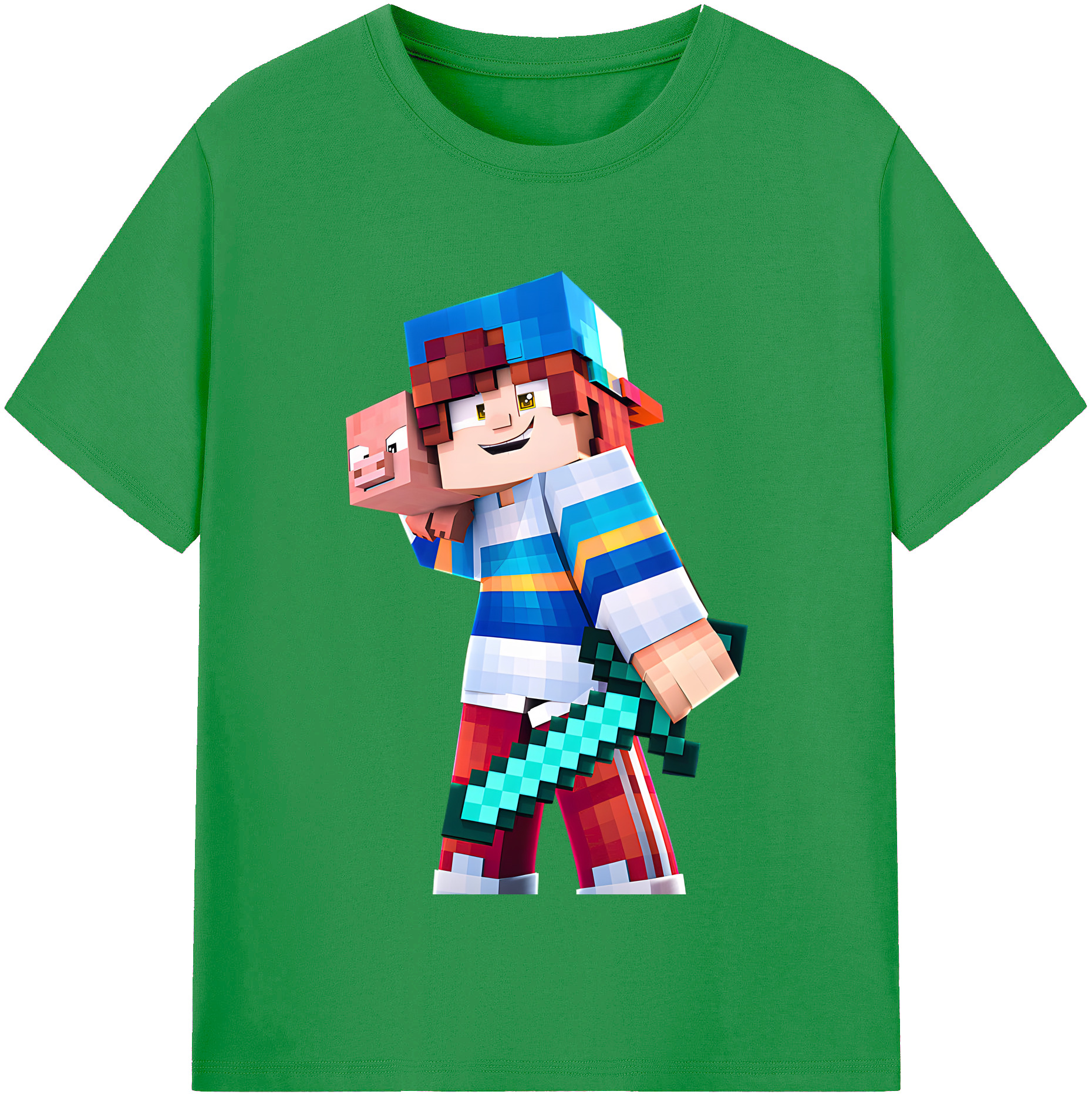 （画像用） マインクラフト ブロックの世界 Minecraft MC Block world レディースカジュアルプリントTシャツ（綿100％）