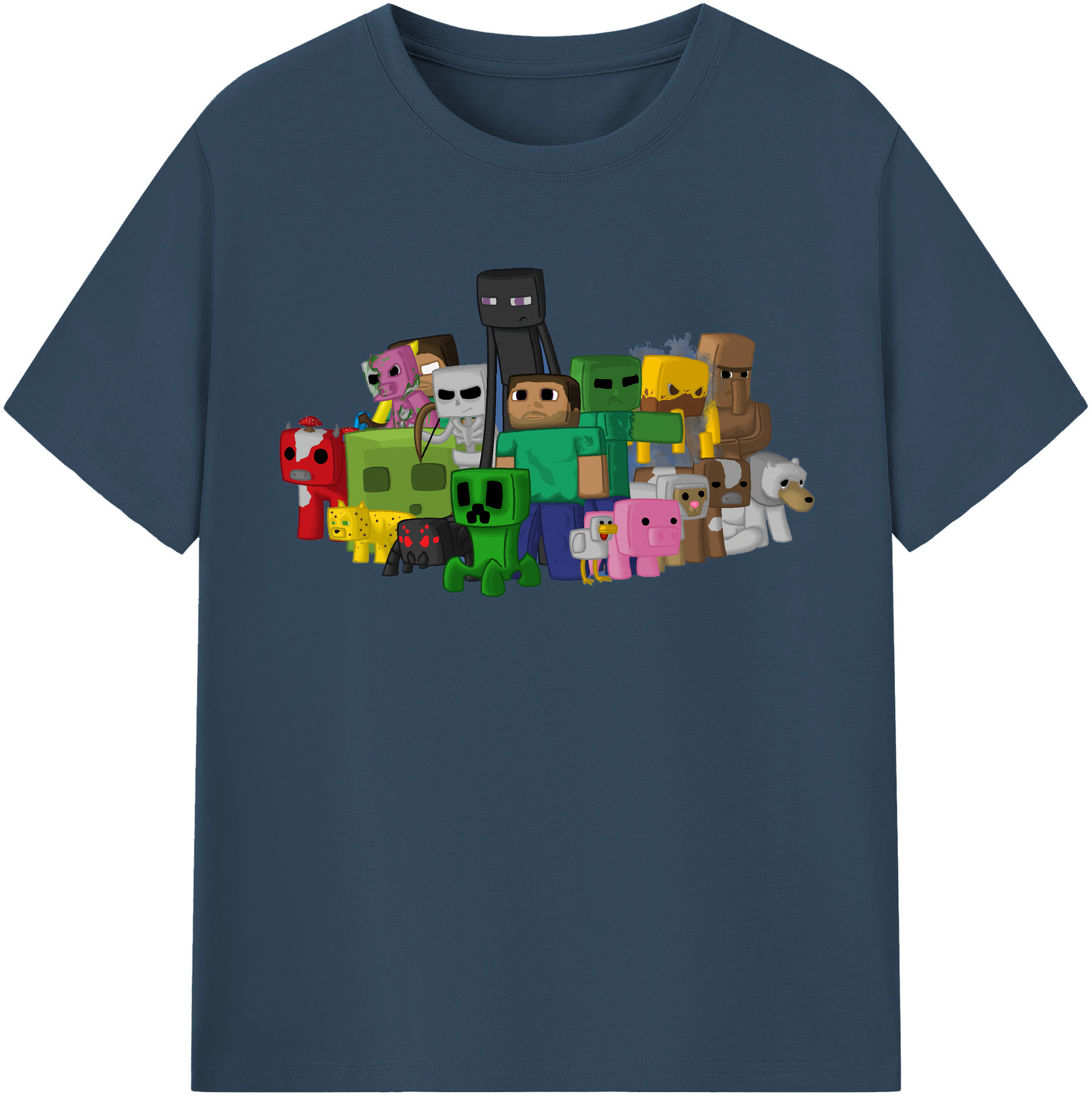 （画像用） マインクラフト ブロックの世界 Minecraft MC Block world レディースカジュアルプリントTシャツ（綿100％）