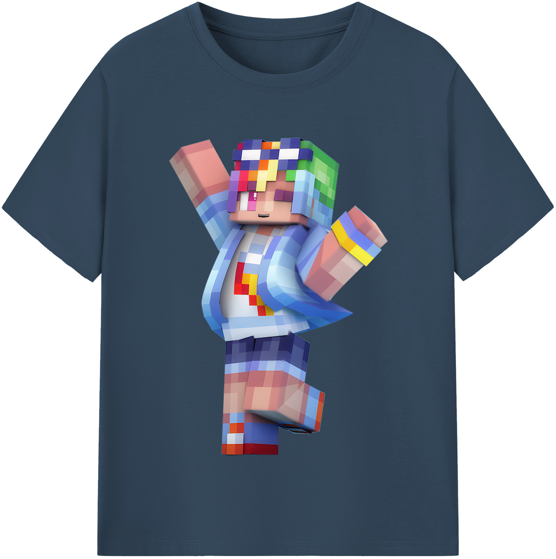 （画像用） マインクラフト ブロックの世界 Minecraft MC Block world レディースカジュアルプリントTシャツ（綿100％）