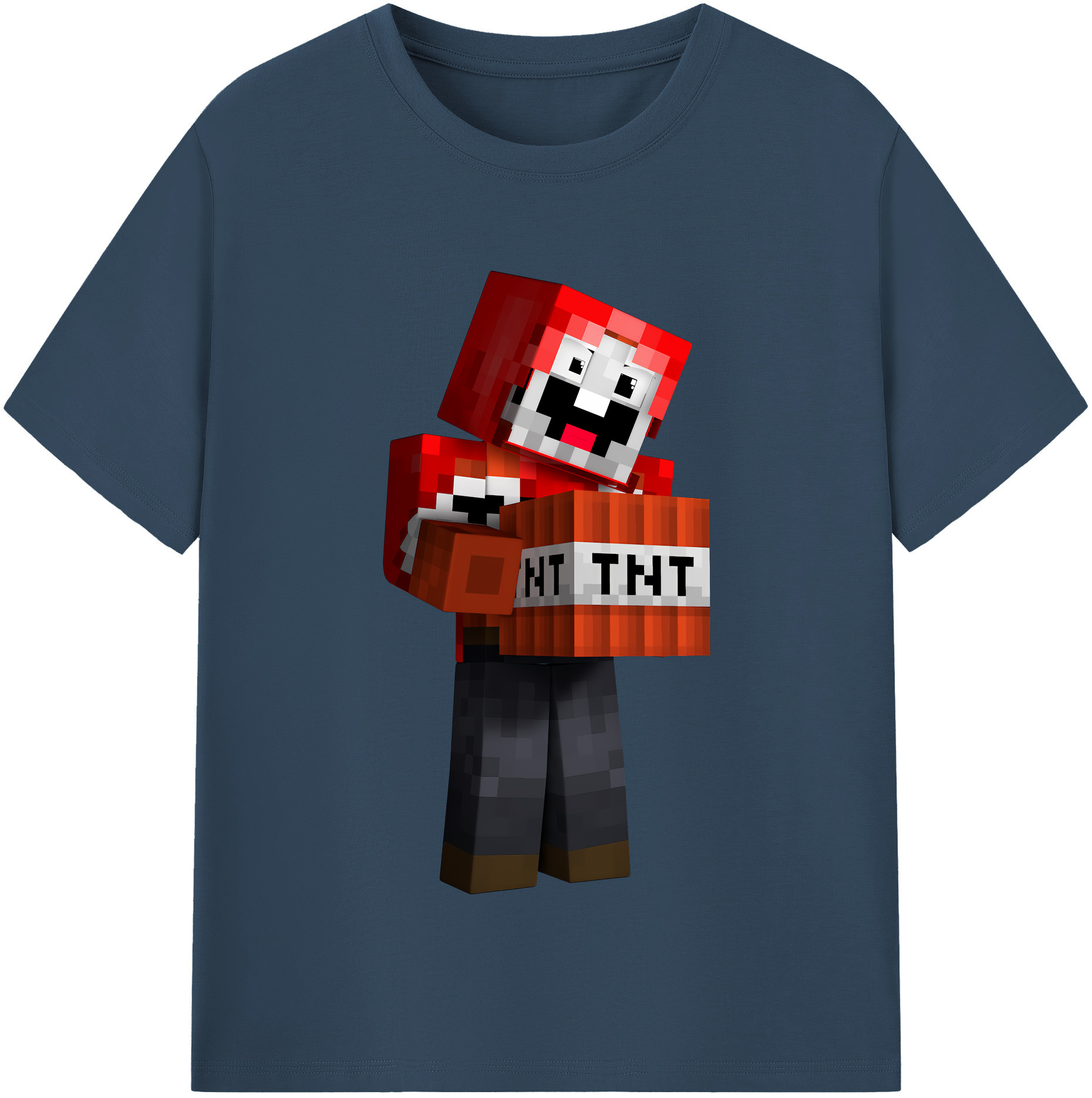 （画像用） マインクラフト ブロックの世界 Minecraft MC Block world レディースカジュアルプリントTシャツ（綿100％）