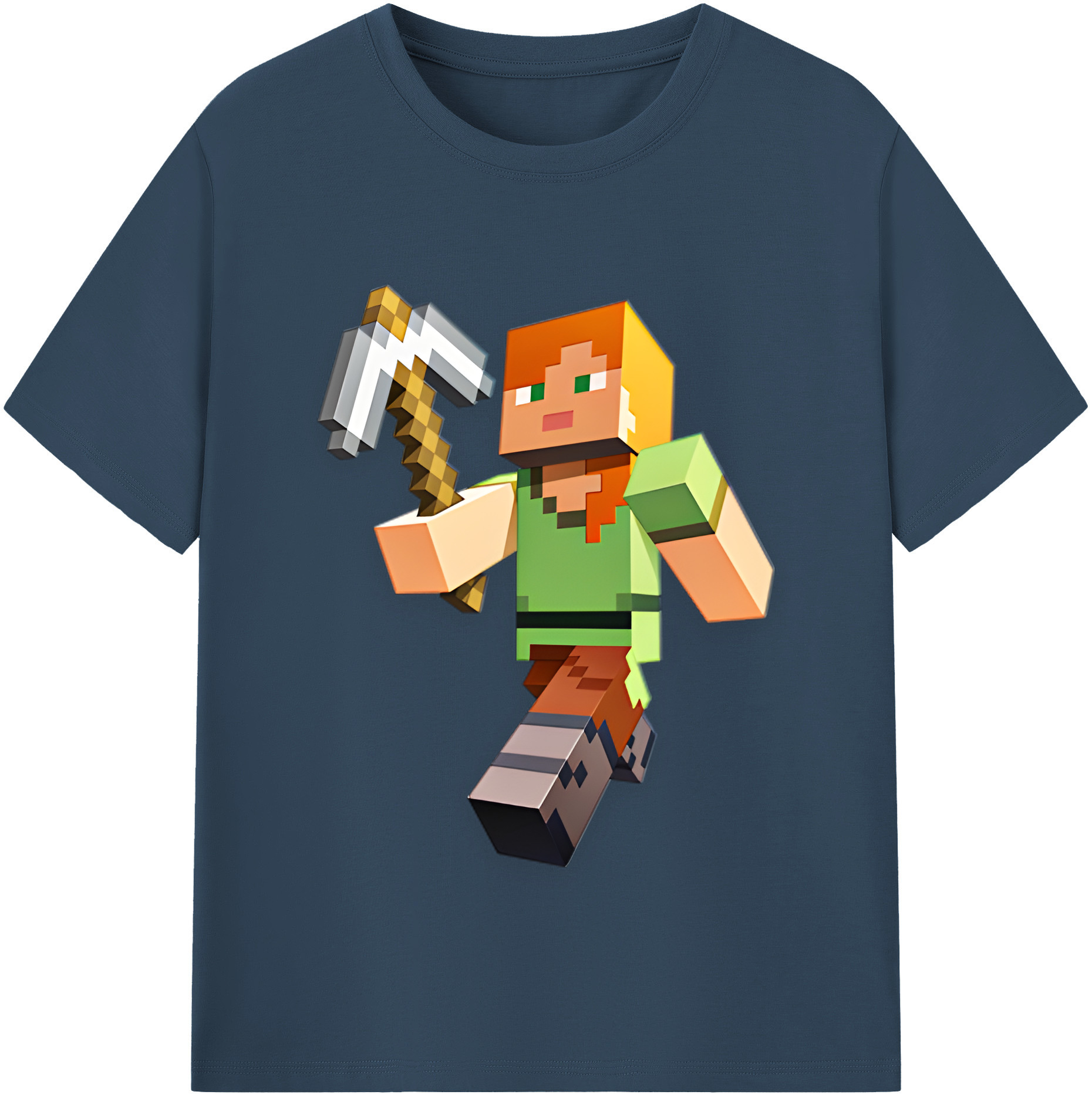 （画像用） マインクラフト ブロックの世界 Minecraft MC Block world レディースカジュアルプリントTシャツ（綿100％）