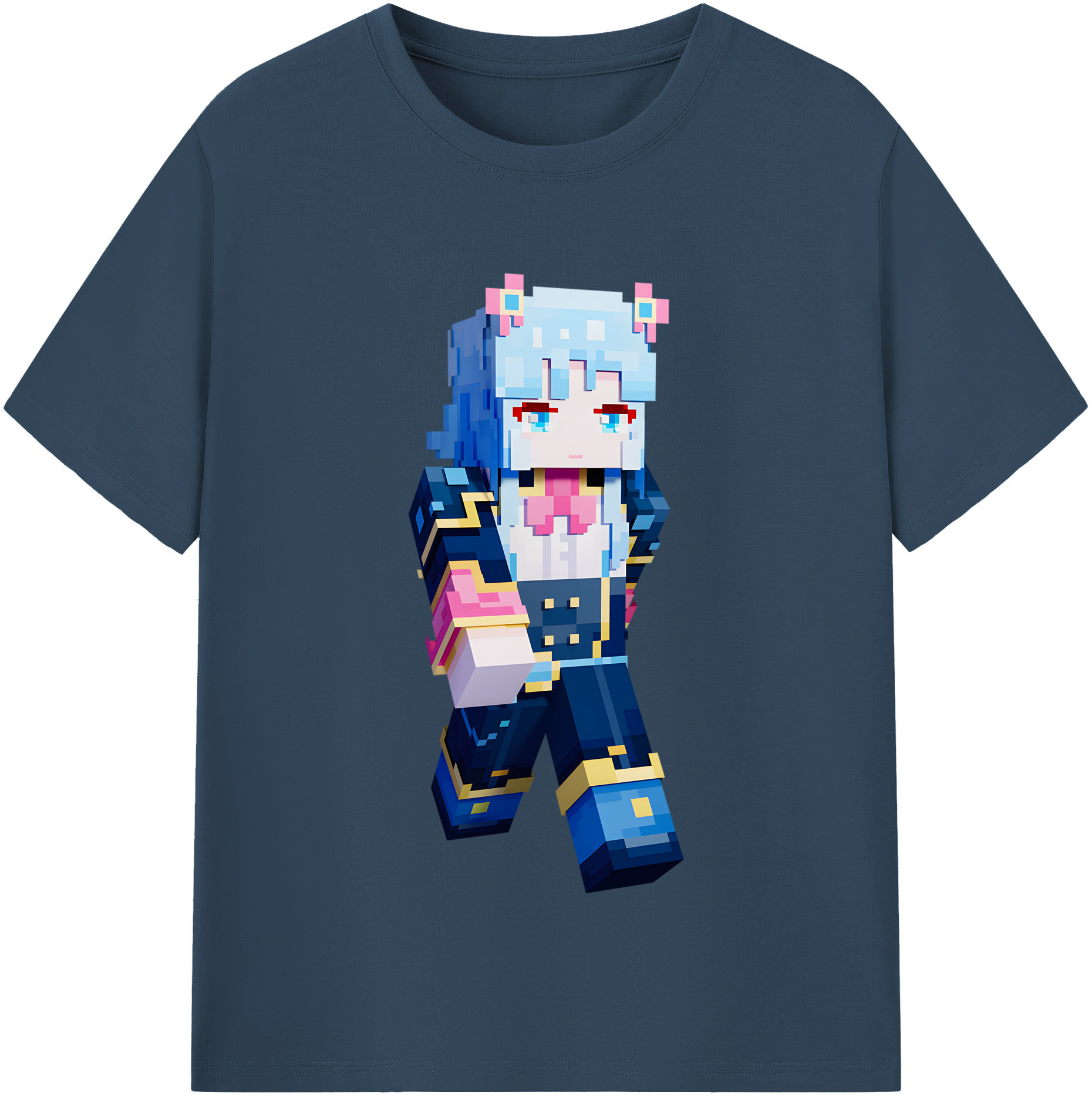 （画像用） マインクラフト ブロックの世界 Minecraft MC Block world レディースカジュアルプリントTシャツ（綿100％）