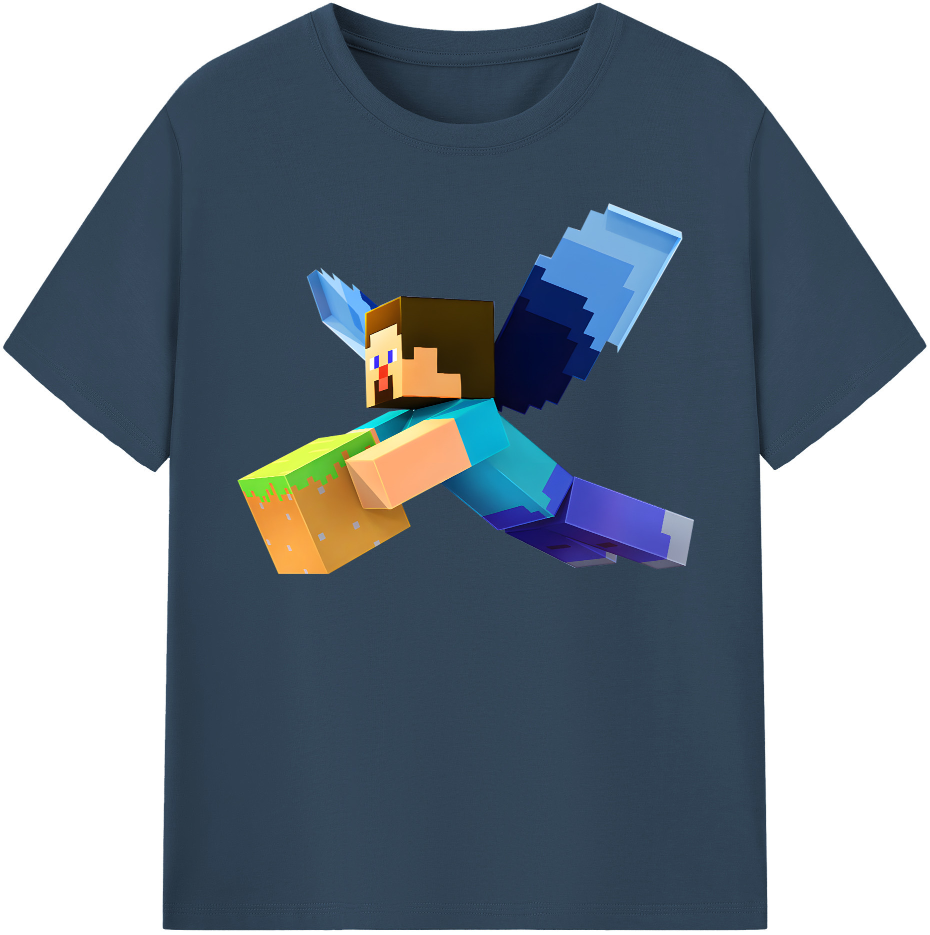 （画像用） マインクラフト ブロックの世界 Minecraft MC Block world レディースカジュアルプリントTシャツ（綿100％）