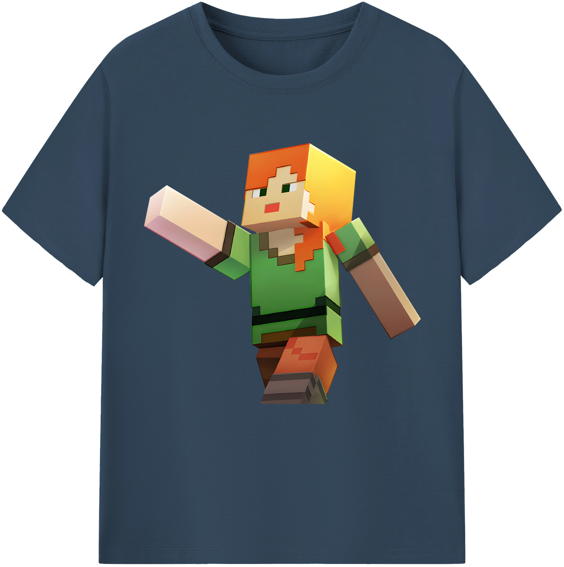 （画像用） マインクラフト ブロックの世界 Minecraft MC Block world レディースカジュアルプリントTシャツ（綿100％）