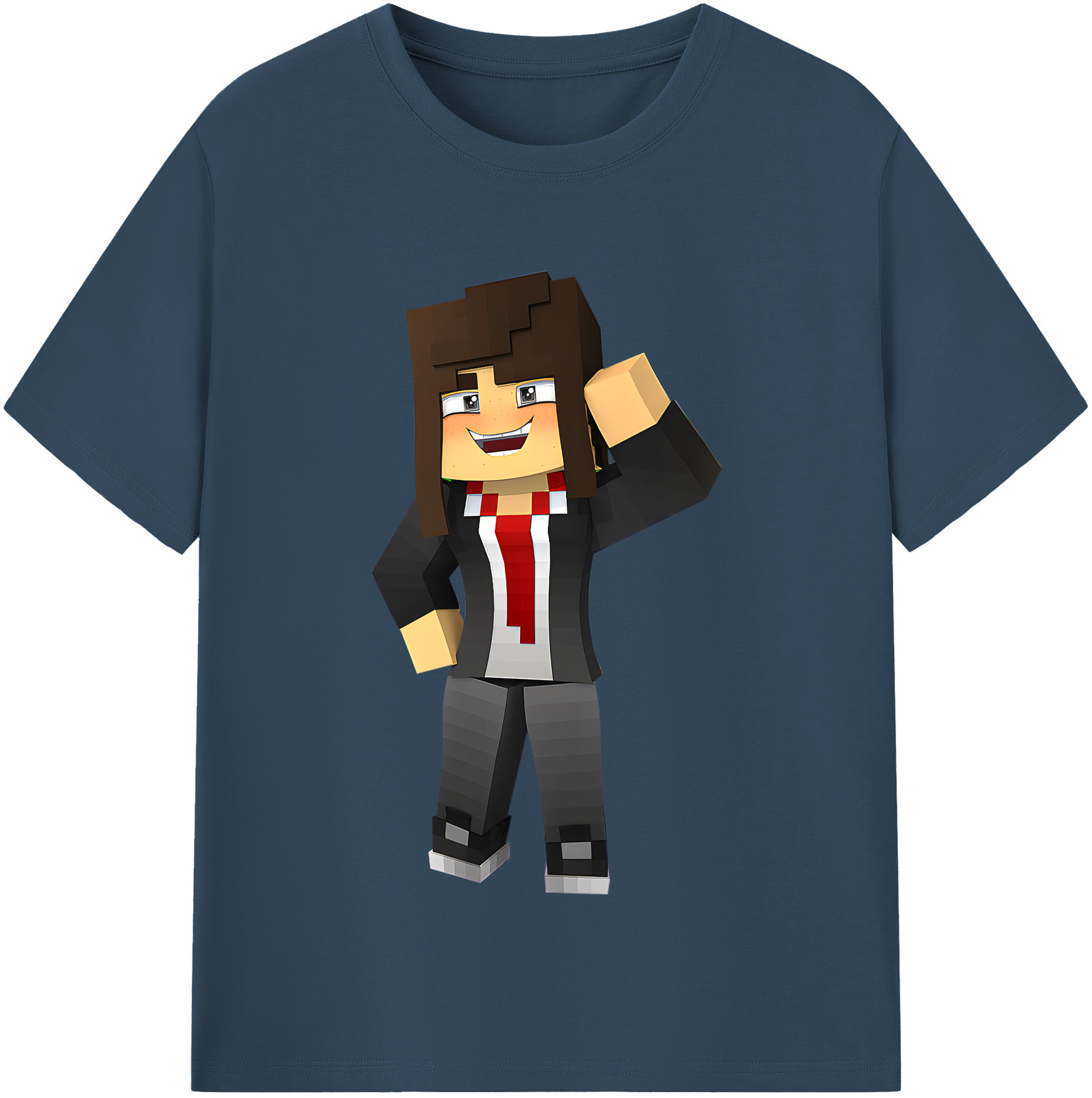 （画像用） マインクラフト ブロックの世界 Minecraft MC Block world レディースカジュアルプリントTシャツ（綿100％）