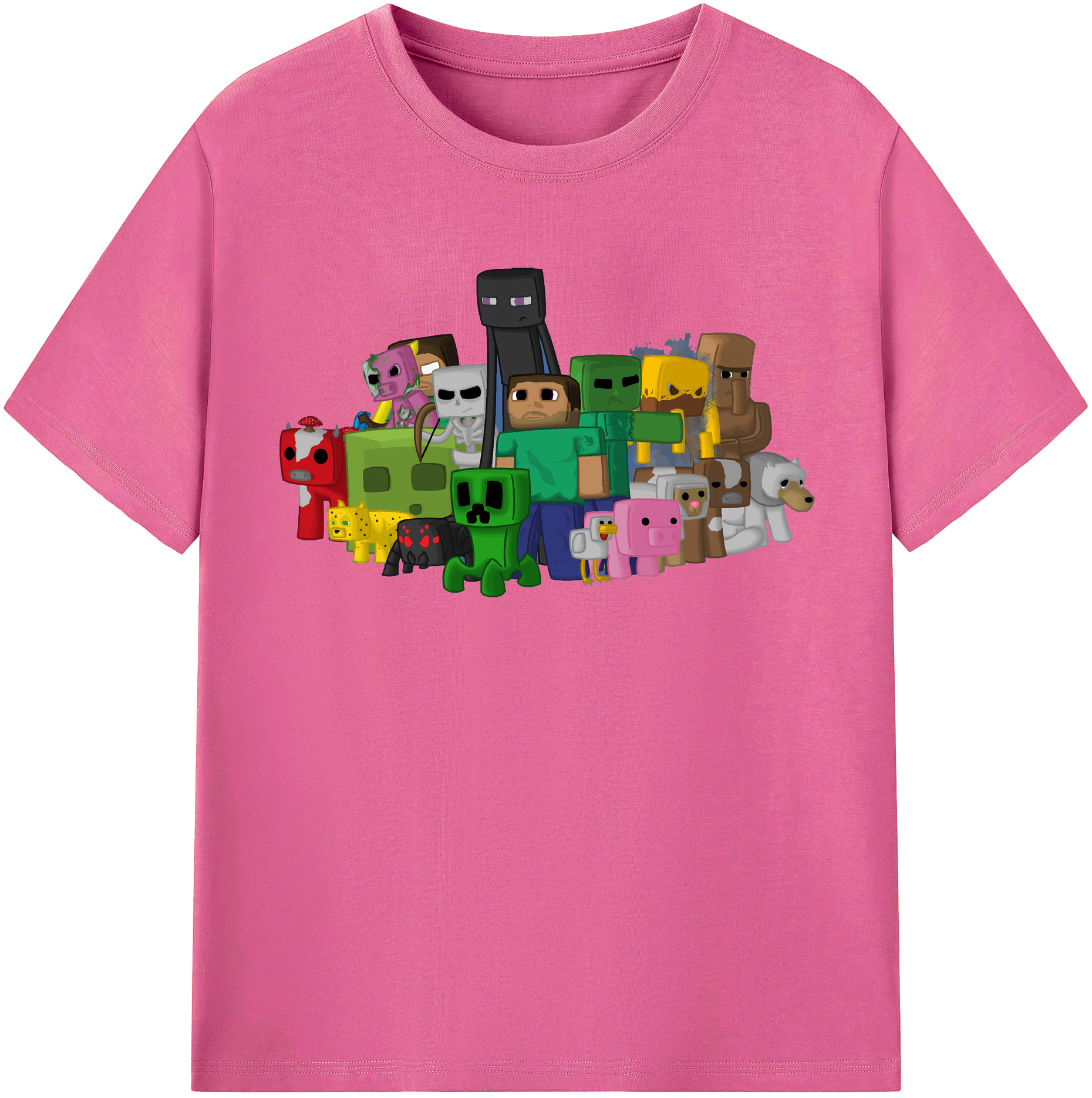 （画像用） マインクラフト ブロックの世界 Minecraft MC Block world レディースカジュアルプリントTシャツ（綿100％）