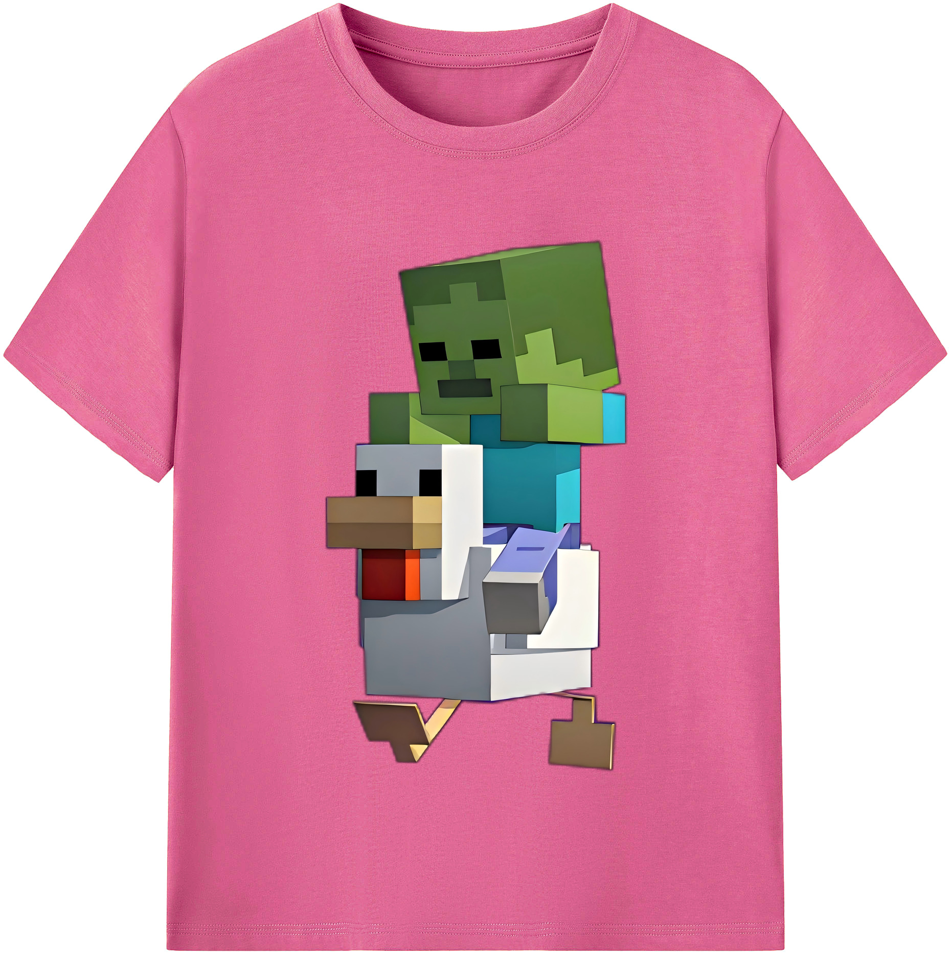 マインクラフト ブロックの世界 Minecraft MC Block world レディースカジュアルプリントTシャツ（綿100％）
