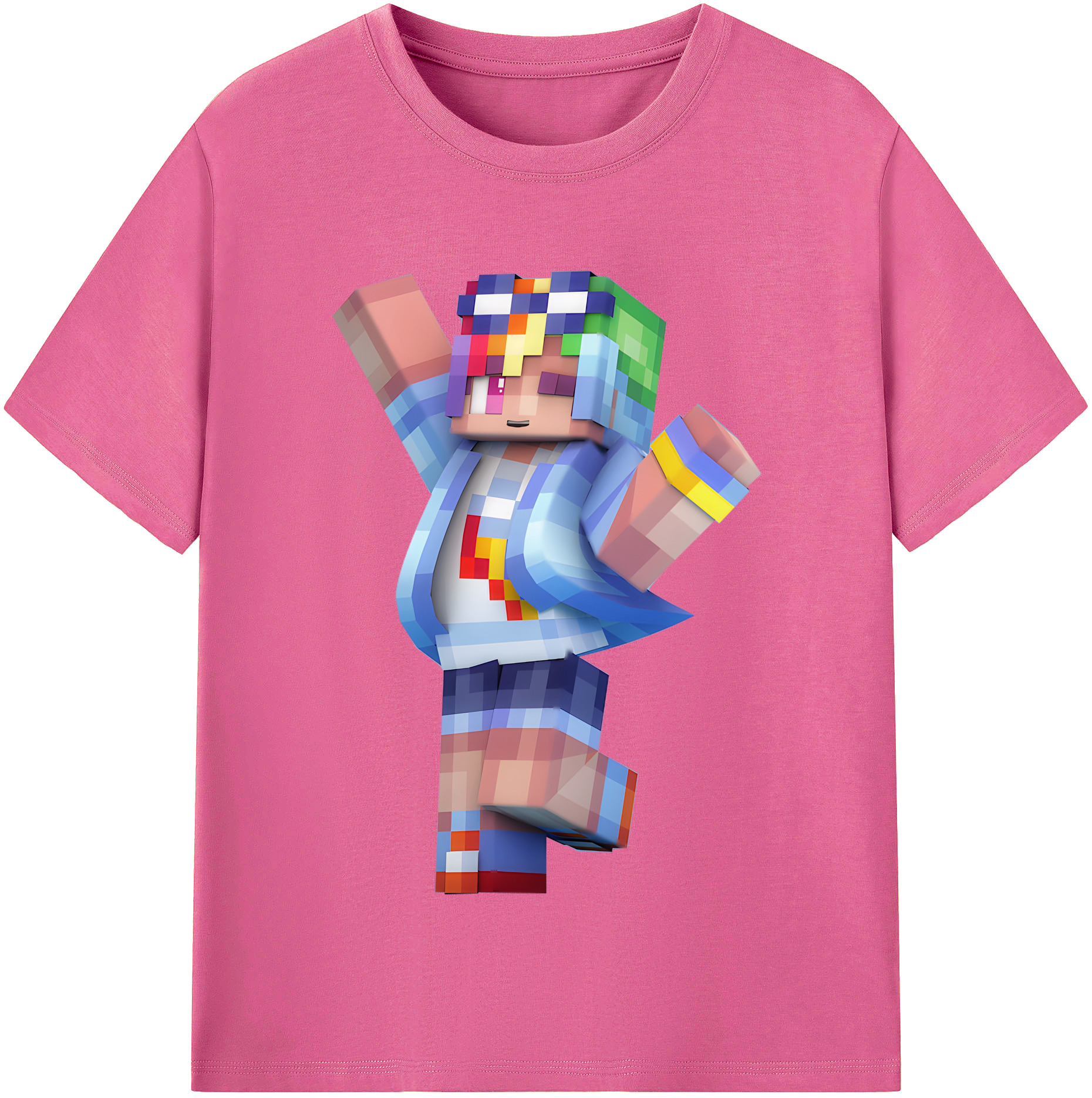 （画像用） マインクラフト ブロックの世界 Minecraft MC Block world レディースカジュアルプリントTシャツ（綿100％）