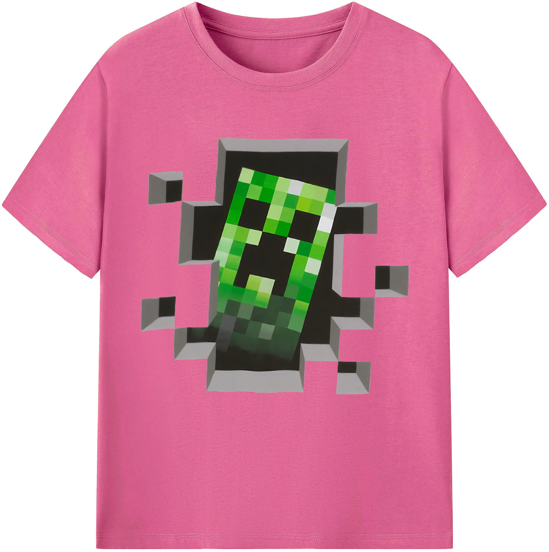 （画像用） マインクラフト ブロックの世界 Minecraft MC Block world レディースカジュアルプリントTシャツ（綿100％）