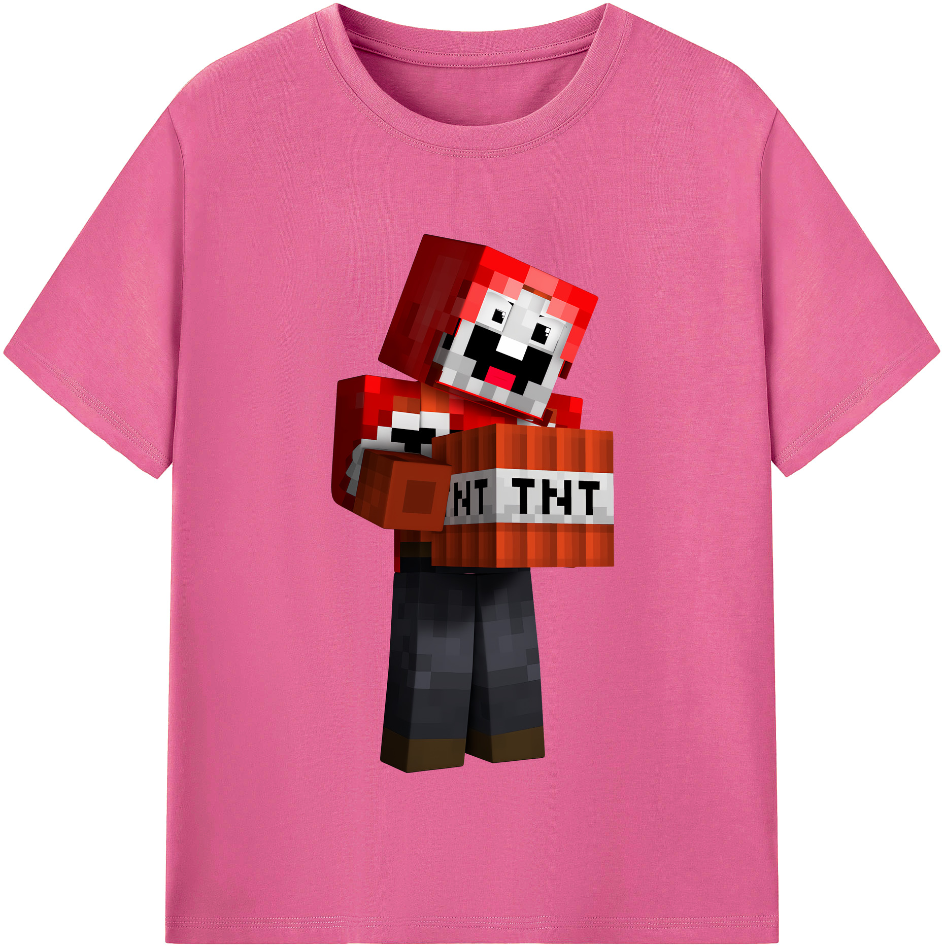 （画像用） マインクラフト ブロックの世界 Minecraft MC Block world レディースカジュアルプリントTシャツ（綿100％）