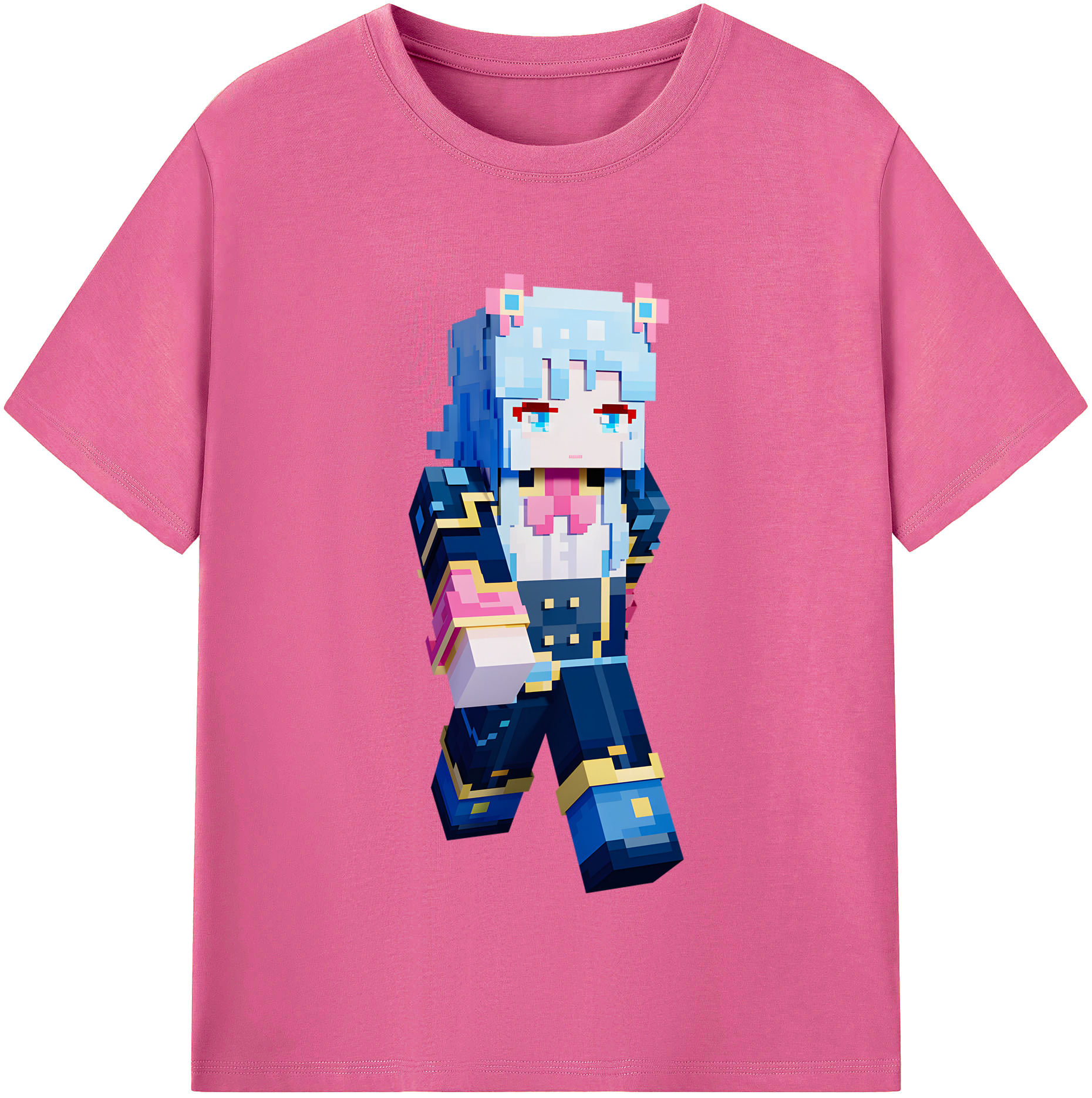（画像用） マインクラフト ブロックの世界 Minecraft MC Block world レディースカジュアルプリントTシャツ（綿100％）