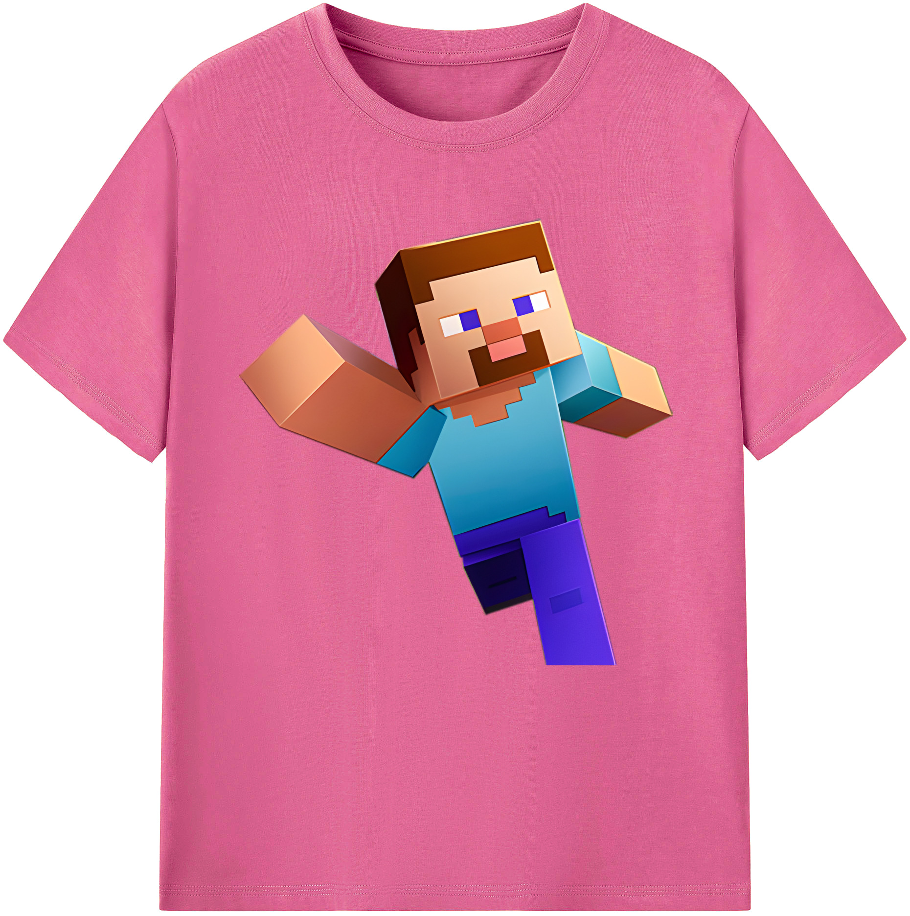 （画像用） マインクラフト ブロックの世界 Minecraft MC Block world レディースカジュアルプリントTシャツ（綿100％）