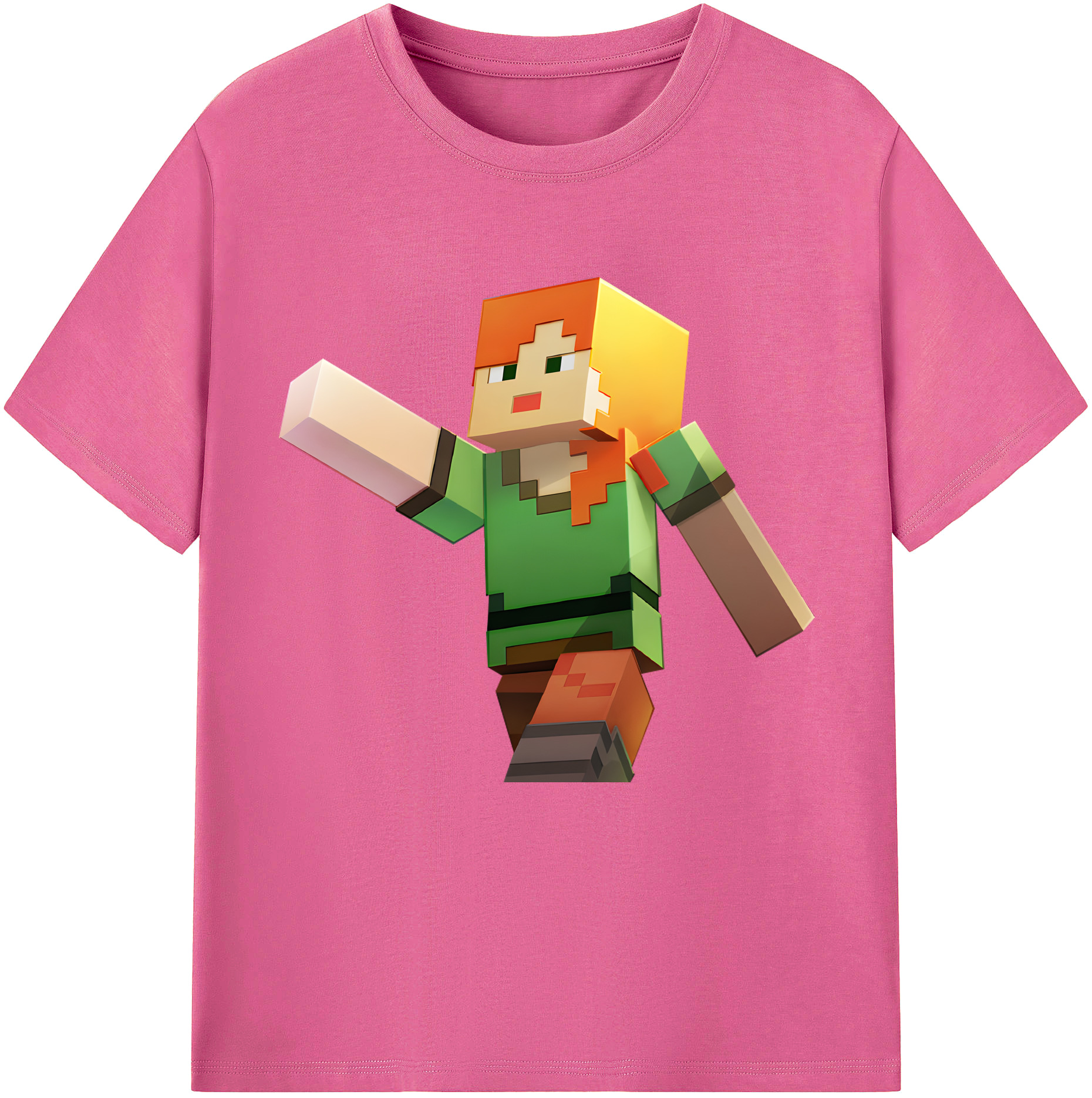 （画像用） マインクラフト ブロックの世界 Minecraft MC Block world レディースカジュアルプリントTシャツ（綿100％）