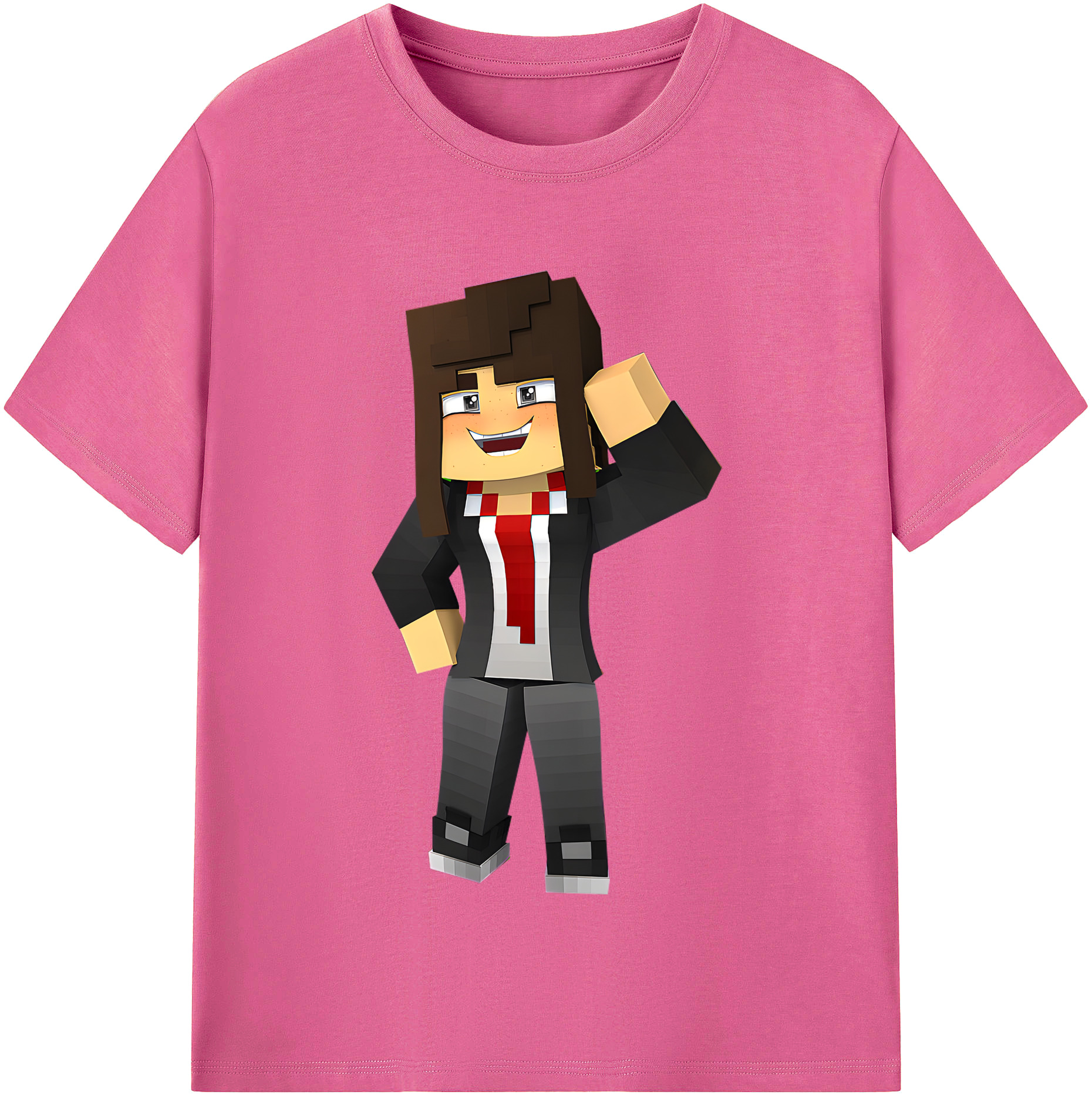（画像用） マインクラフト ブロックの世界 Minecraft MC Block world レディースカジュアルプリントTシャツ（綿100％）