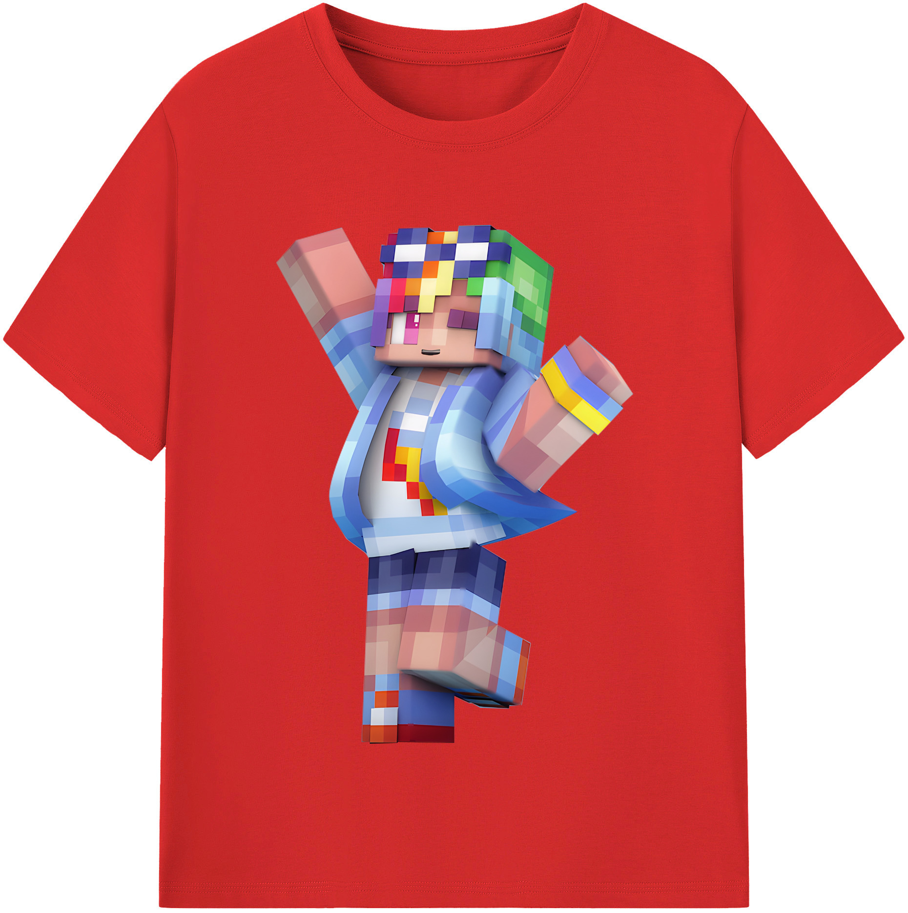 （画像用） マインクラフト ブロックの世界 Minecraft MC Block world レディースカジュアルプリントTシャツ（綿100％）
