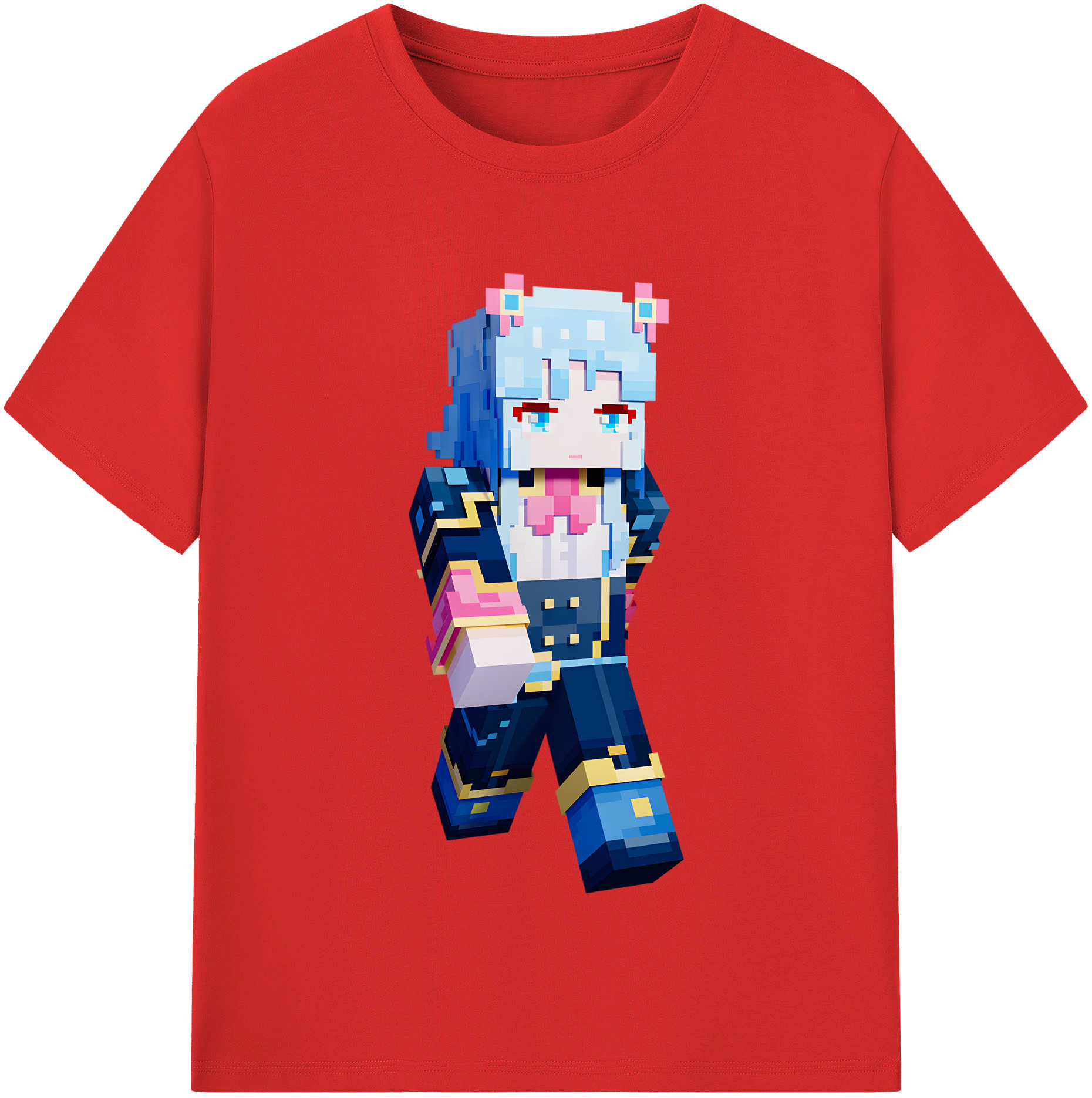 （画像用） マインクラフト ブロックの世界 Minecraft MC Block world レディースカジュアルプリントTシャツ（綿100％）