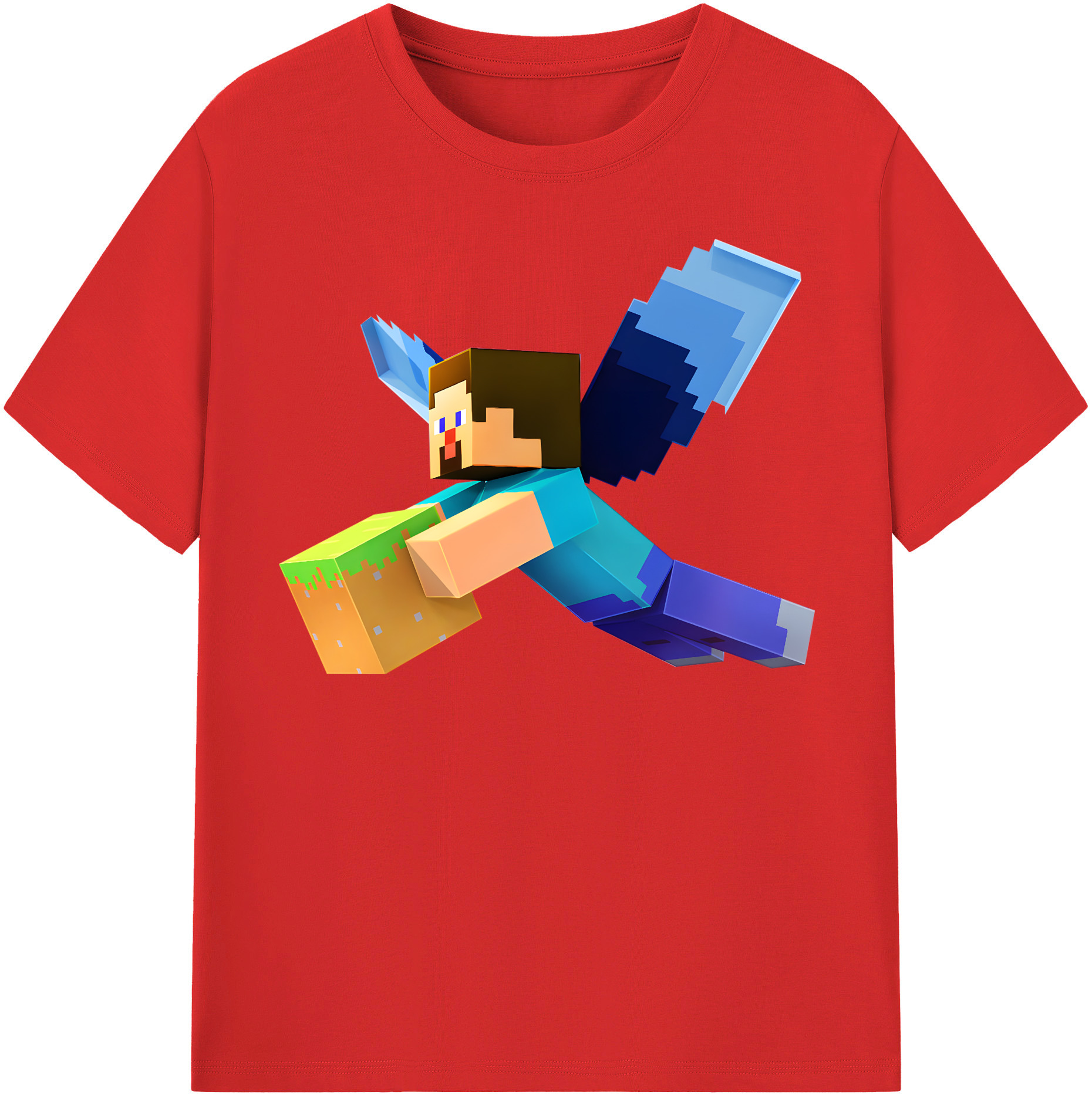 （画像用） マインクラフト ブロックの世界 Minecraft MC Block world レディースカジュアルプリントTシャツ（綿100％）