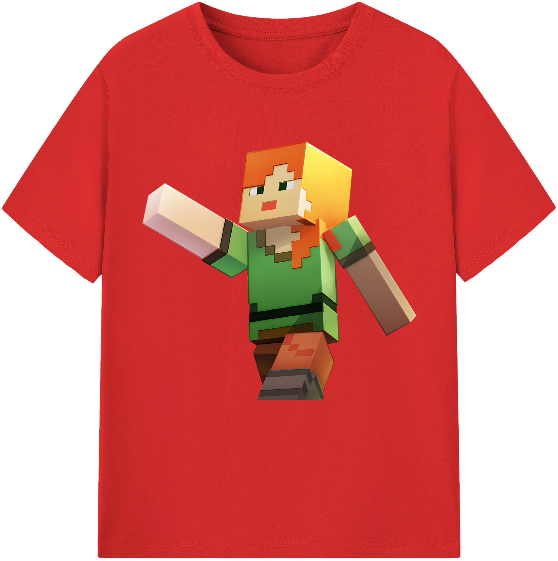 （画像用） マインクラフト ブロックの世界 Minecraft MC Block world レディースカジュアルプリントTシャツ（綿100％）