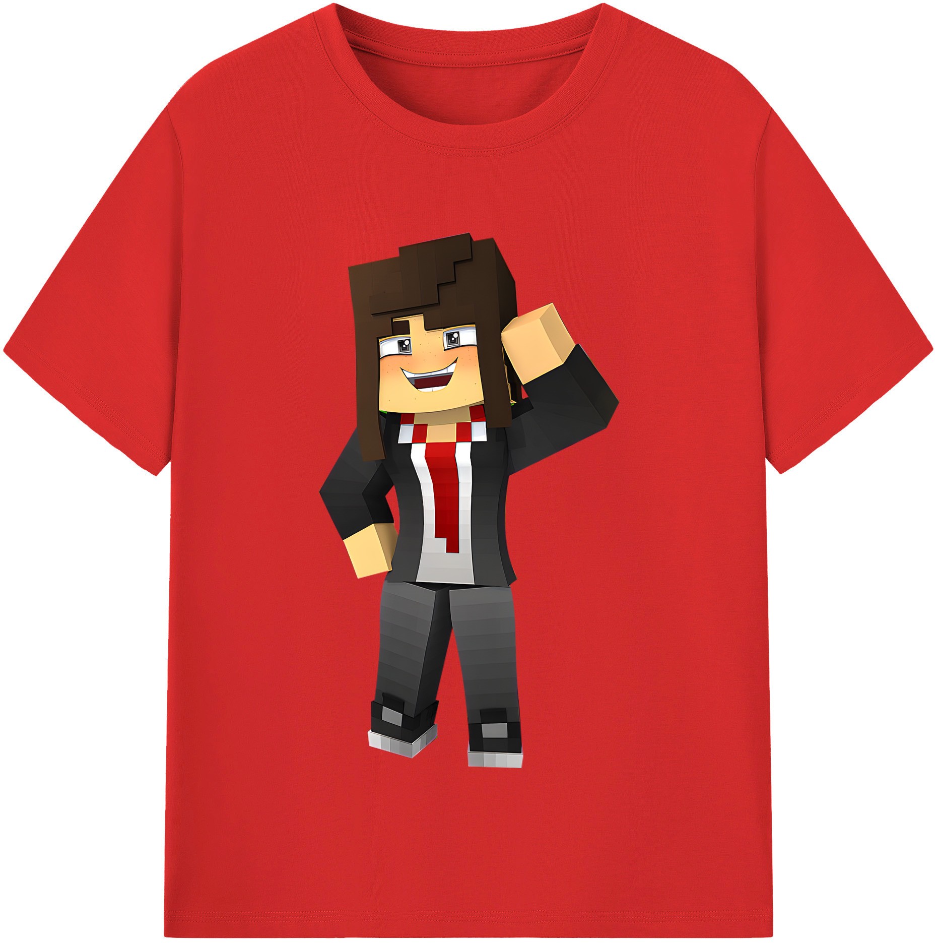 （画像用） マインクラフト ブロックの世界 Minecraft MC Block world レディースカジュアルプリントTシャツ（綿100％）