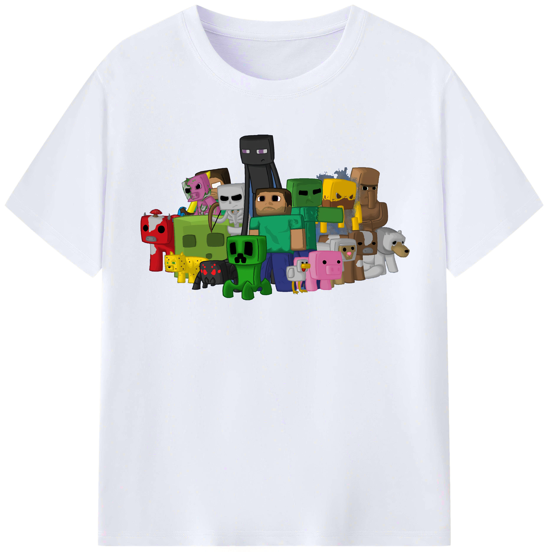 （画像用） マインクラフト ブロックの世界 Minecraft MC Block world レディースカジュアルプリントTシャツ（綿100％）