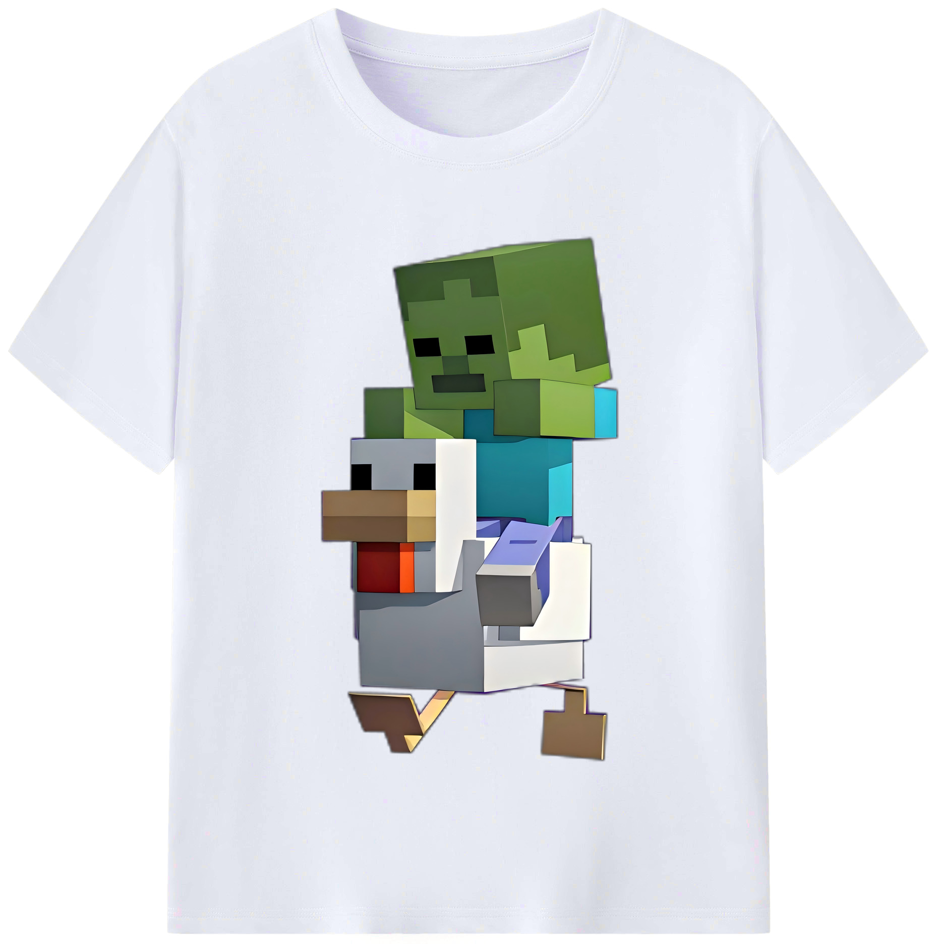 （画像用） マインクラフト ブロックの世界 Minecraft MC Block world レディースカジュアルプリントTシャツ（綿100％）