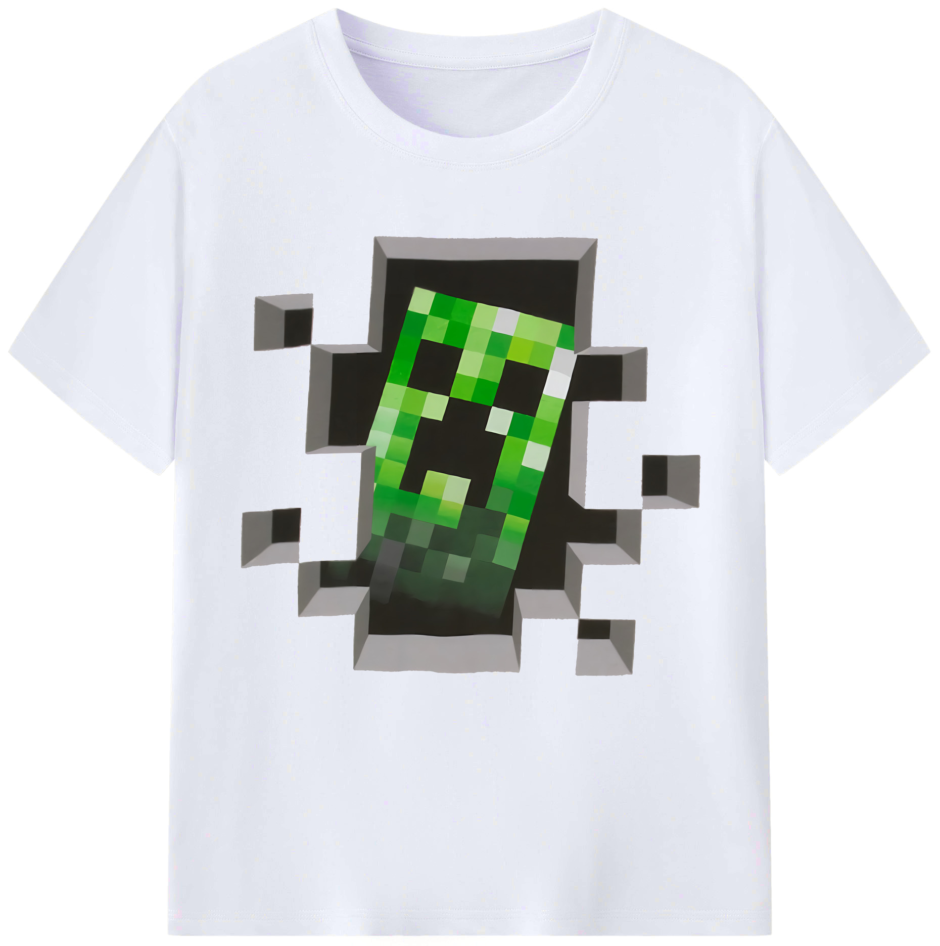 （画像用） マインクラフト ブロックの世界 Minecraft MC Block world レディースカジュアルプリントTシャツ（綿100％）