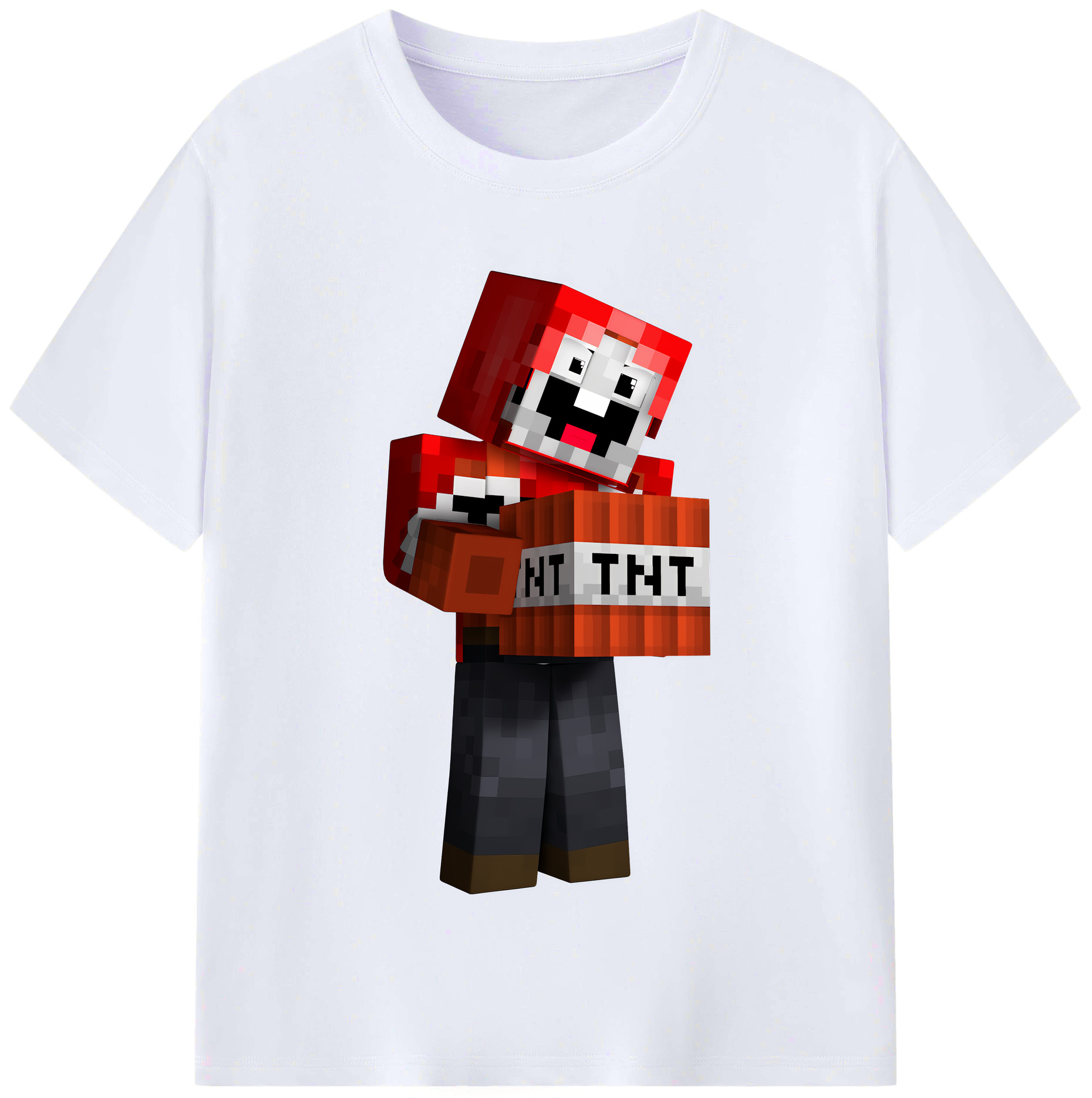 （画像用） マインクラフト ブロックの世界 Minecraft MC Block world レディースカジュアルプリントTシャツ（綿100％）