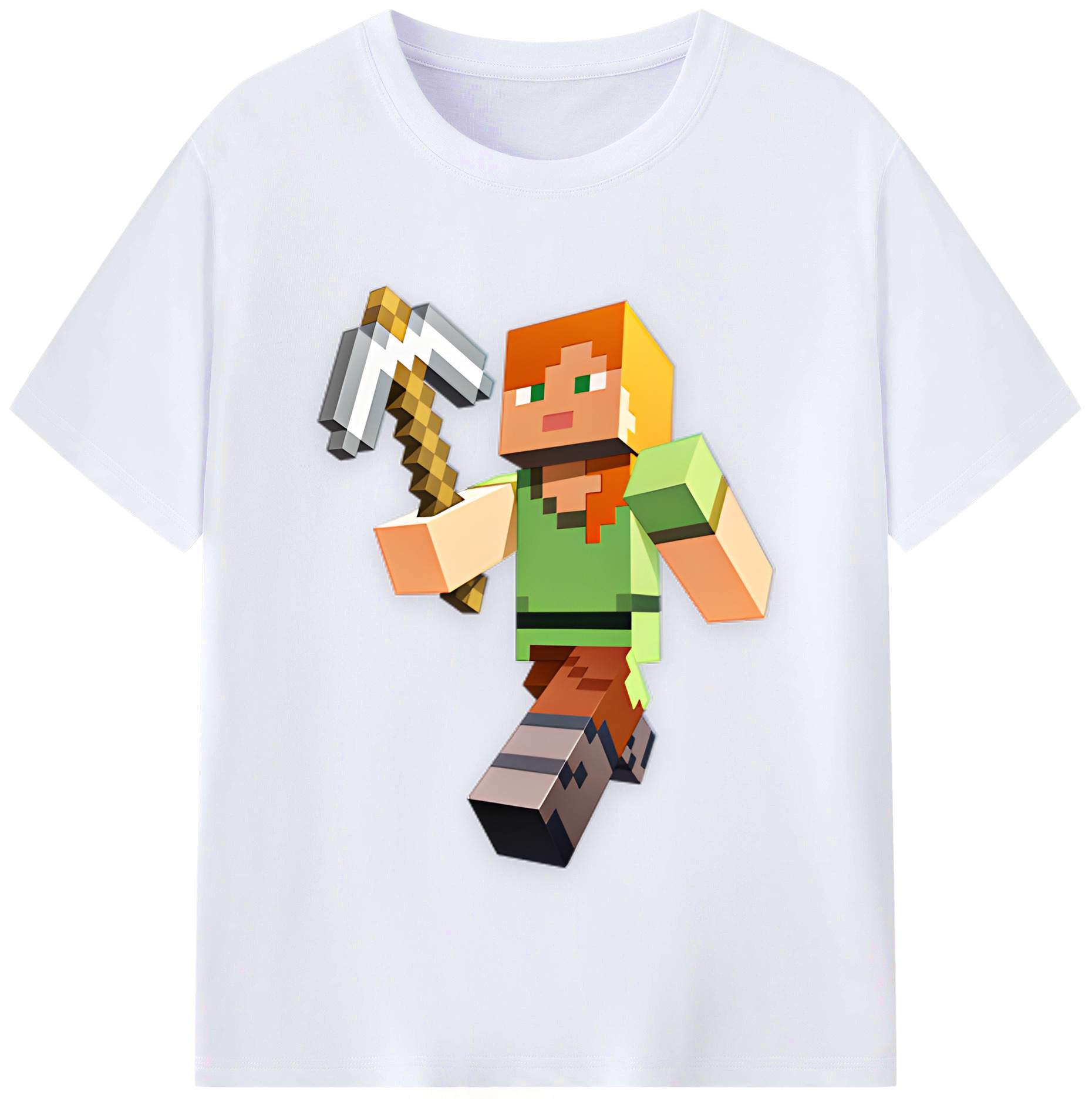 （画像用） マインクラフト ブロックの世界 Minecraft MC Block world レディースカジュアルプリントTシャツ（綿100％）