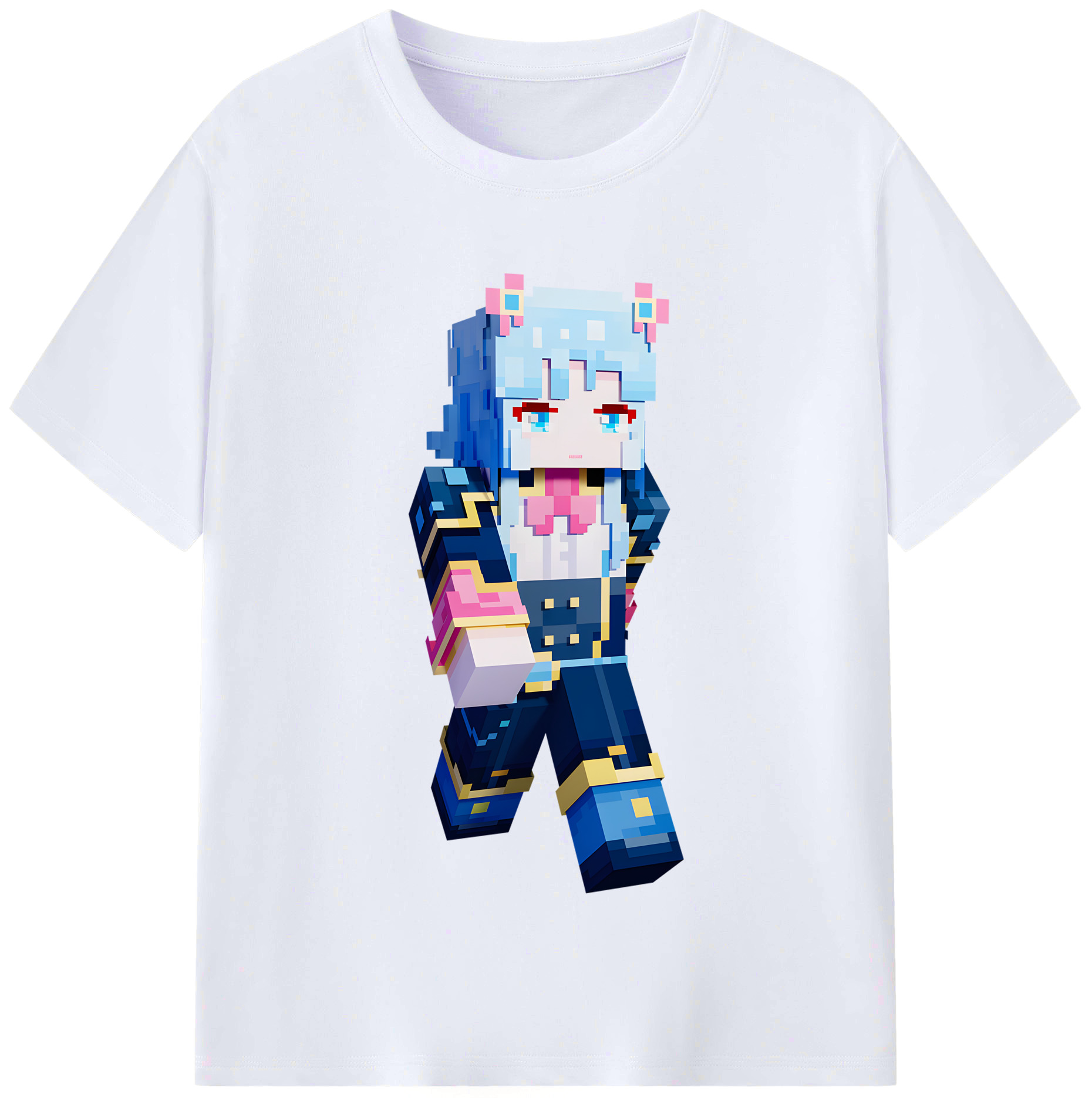 （画像用） マインクラフト ブロックの世界 Minecraft MC Block world レディースカジュアルプリントTシャツ（綿100％）