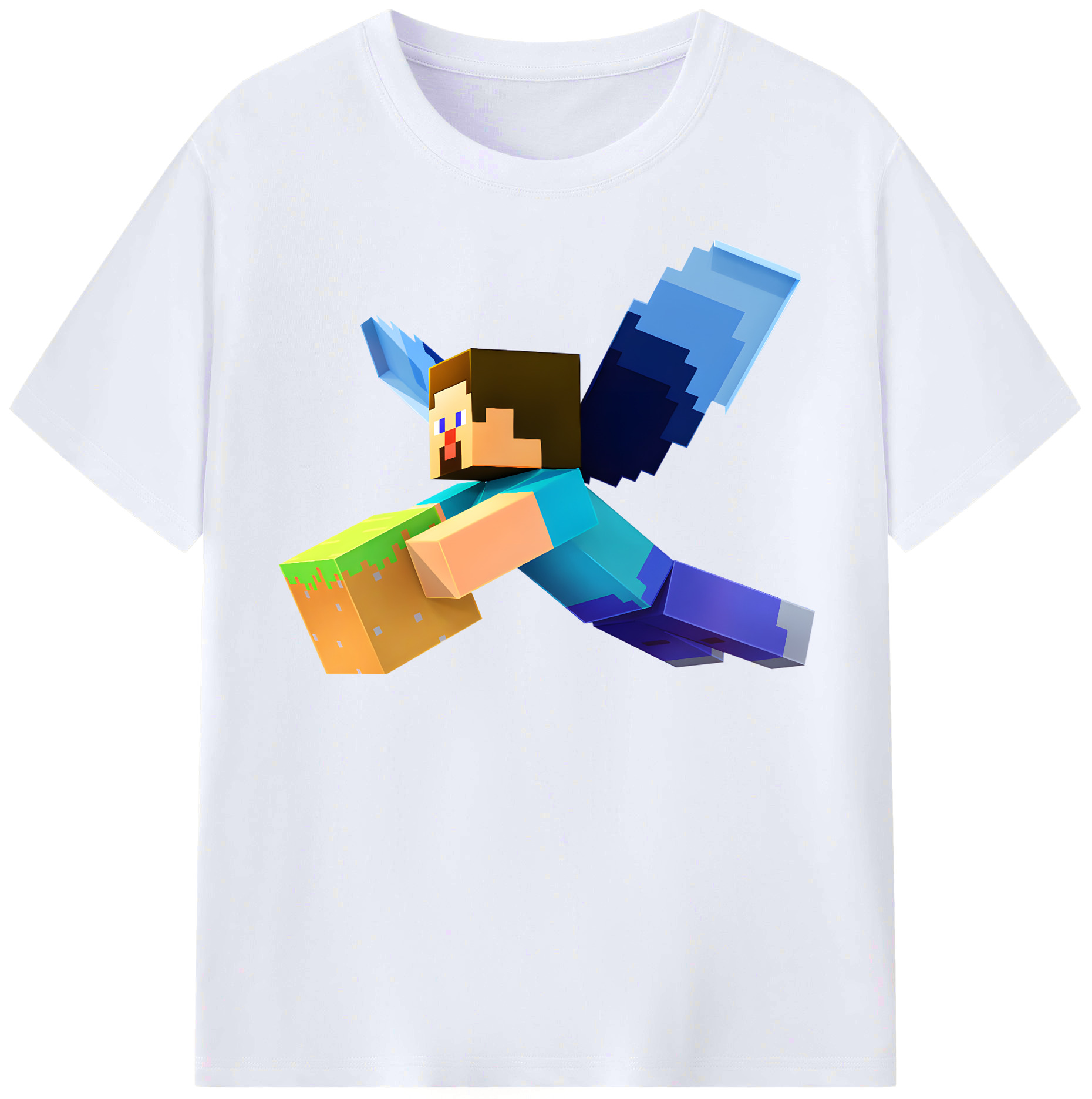 （画像用） マインクラフト ブロックの世界 Minecraft MC Block world レディースカジュアルプリントTシャツ（綿100％）