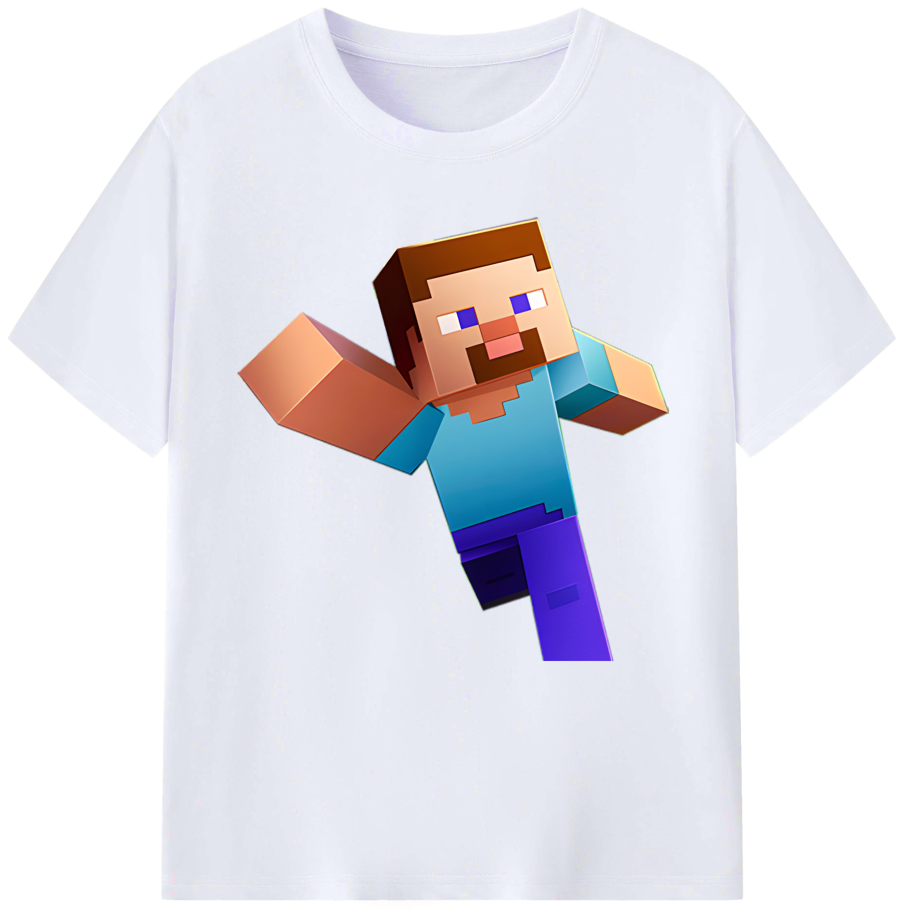 （画像用） マインクラフト ブロックの世界 Minecraft MC Block world レディースカジュアルプリントTシャツ（綿100％）