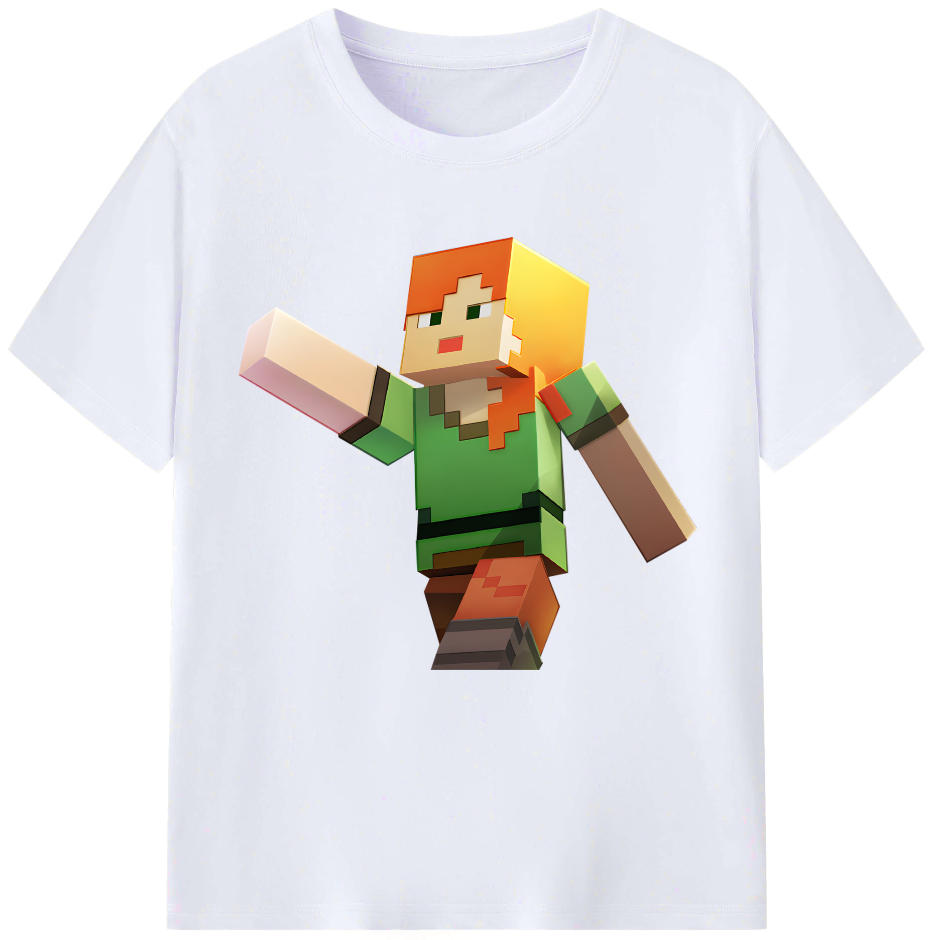 （画像用） マインクラフト ブロックの世界 Minecraft MC Block world レディースカジュアルプリントTシャツ（綿100％）