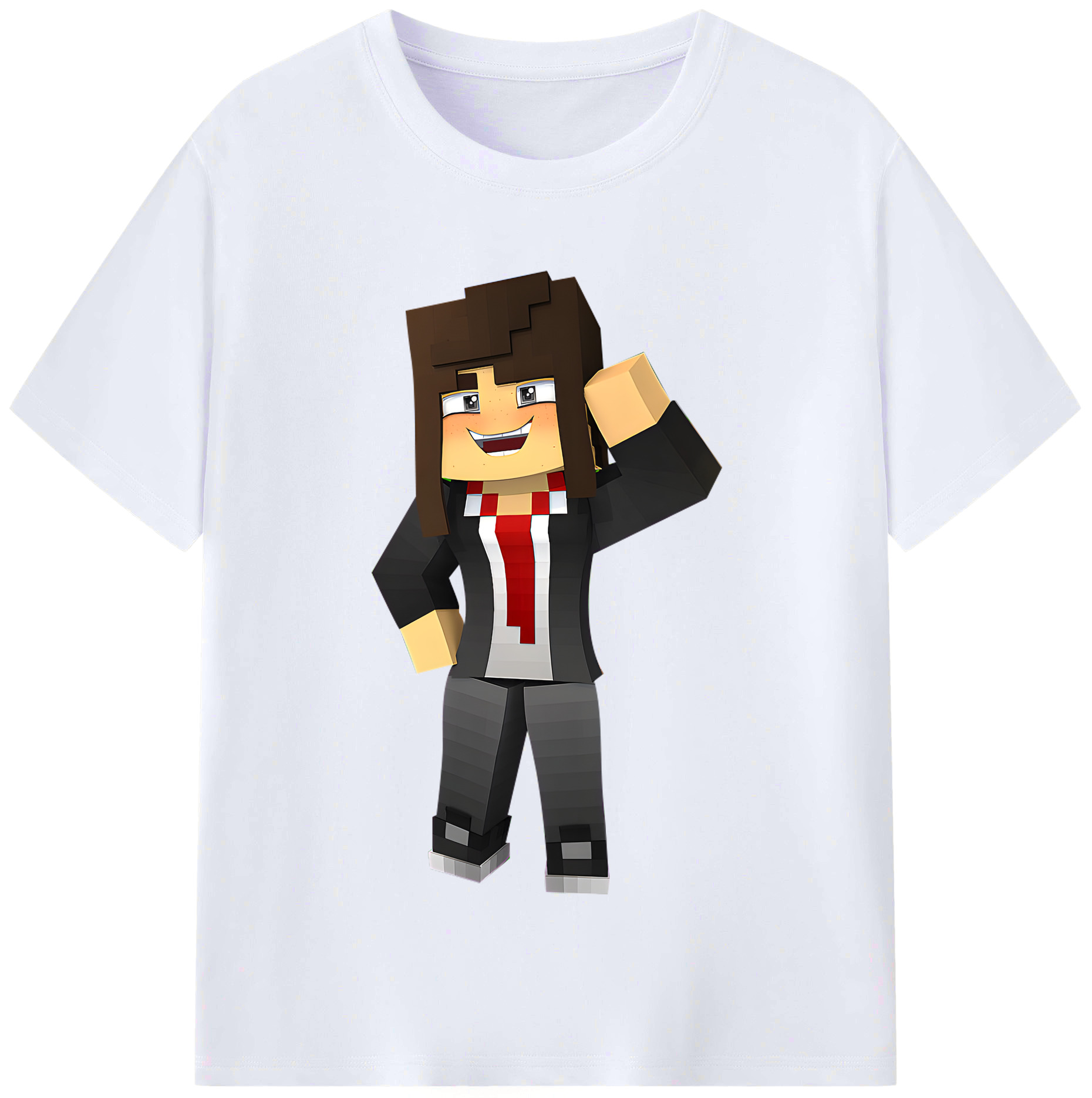 （画像用） マインクラフト ブロックの世界 Minecraft MC Block world レディースカジュアルプリントTシャツ（綿100％）