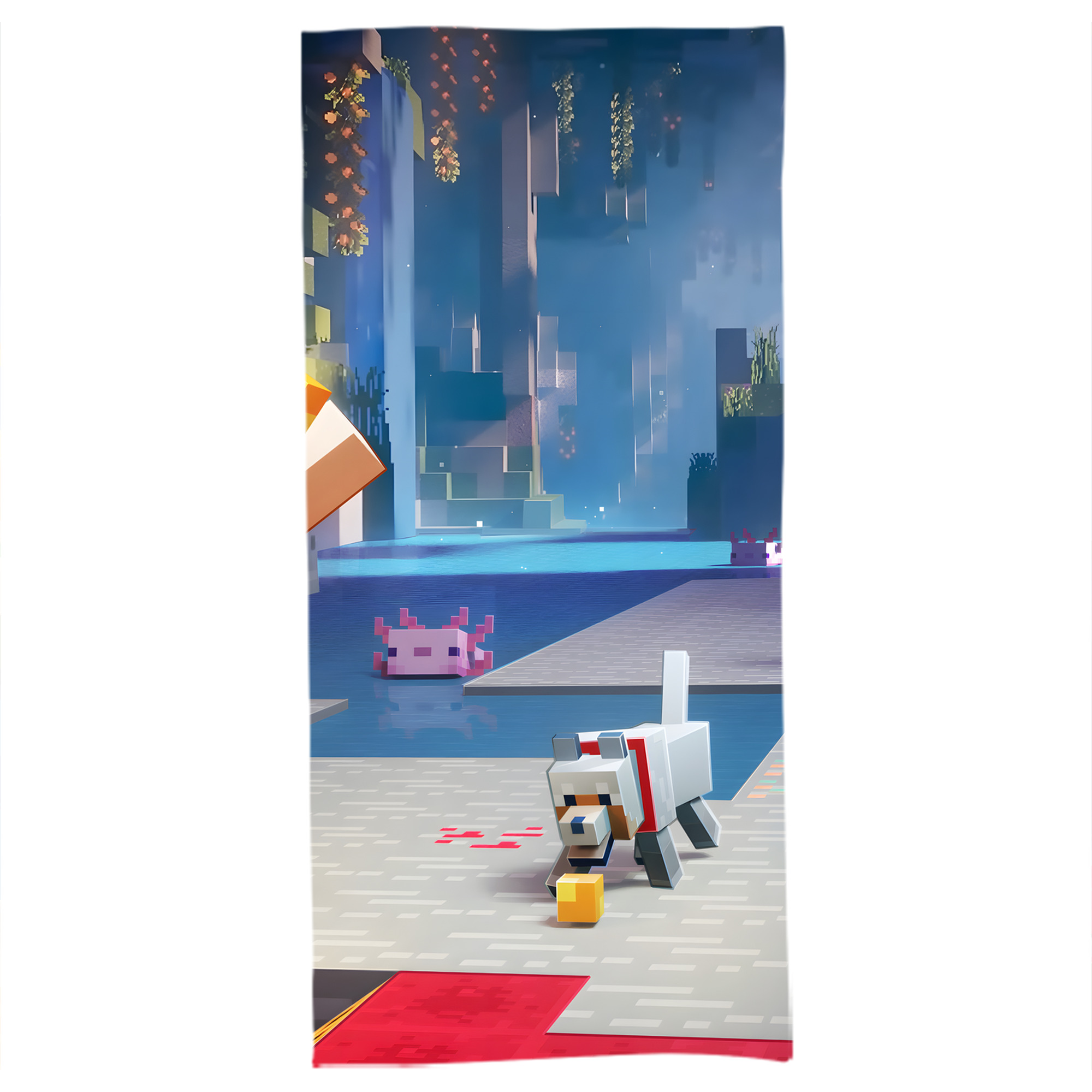 （画像用） マインクラフト ブロックの世界 Minecraft MC Block world 大判バスタオル 70×140cm 吸水速乾 柔らかい肌触り