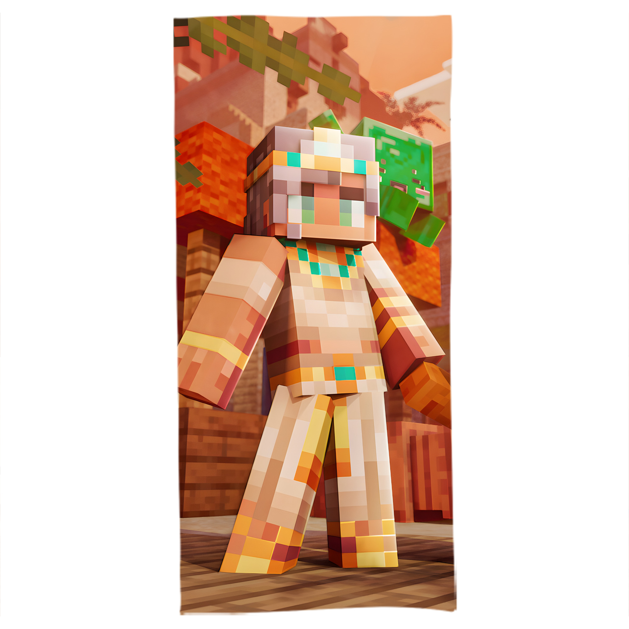 （画像用） マインクラフト ブロックの世界 Minecraft MC Block world 大判バスタオル 70×140cm 吸水速乾 柔らかい肌触り
