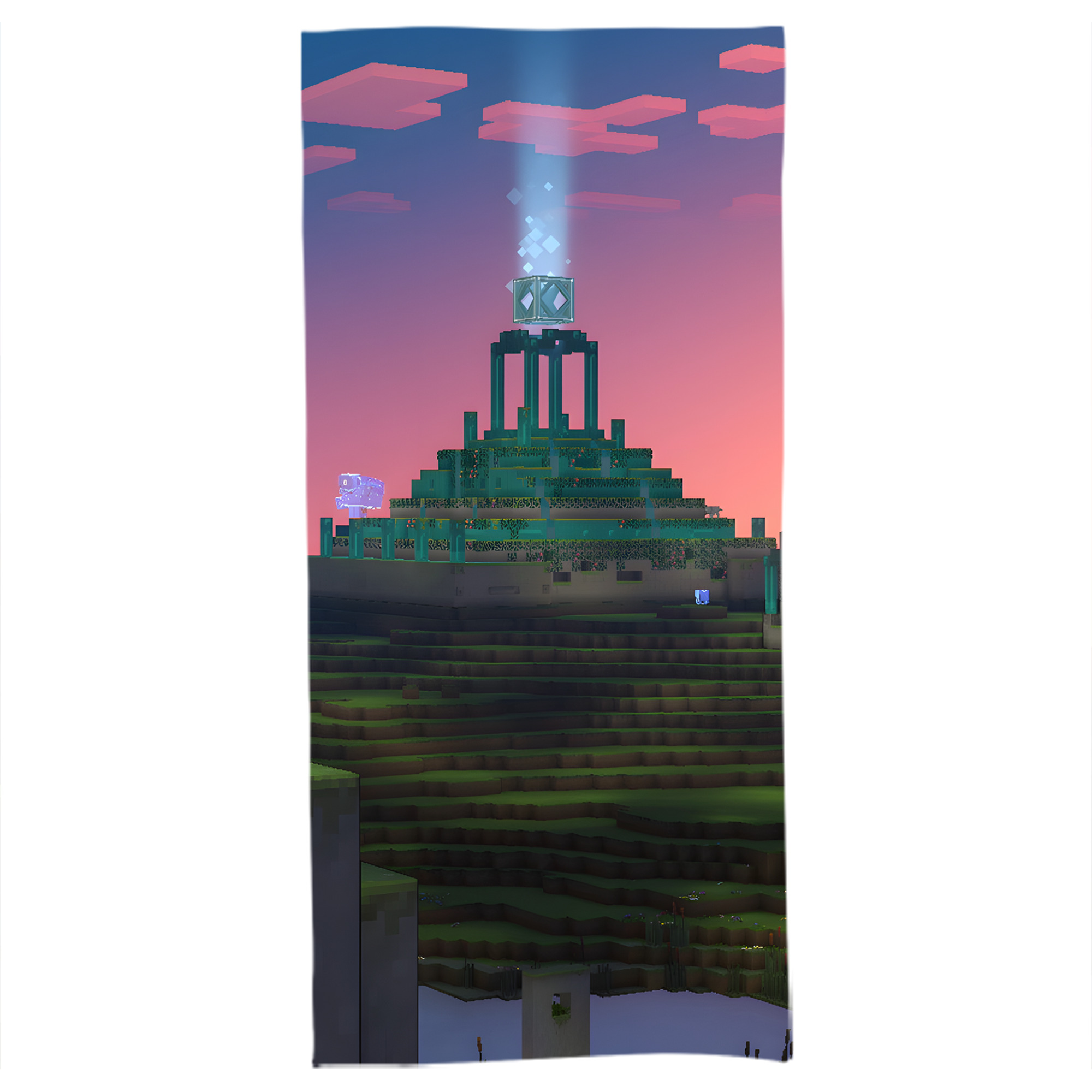 （画像用） マインクラフト ブロックの世界 Minecraft MC Block world 大判バスタオル 70×140cm 吸水速乾 柔らかい肌触り