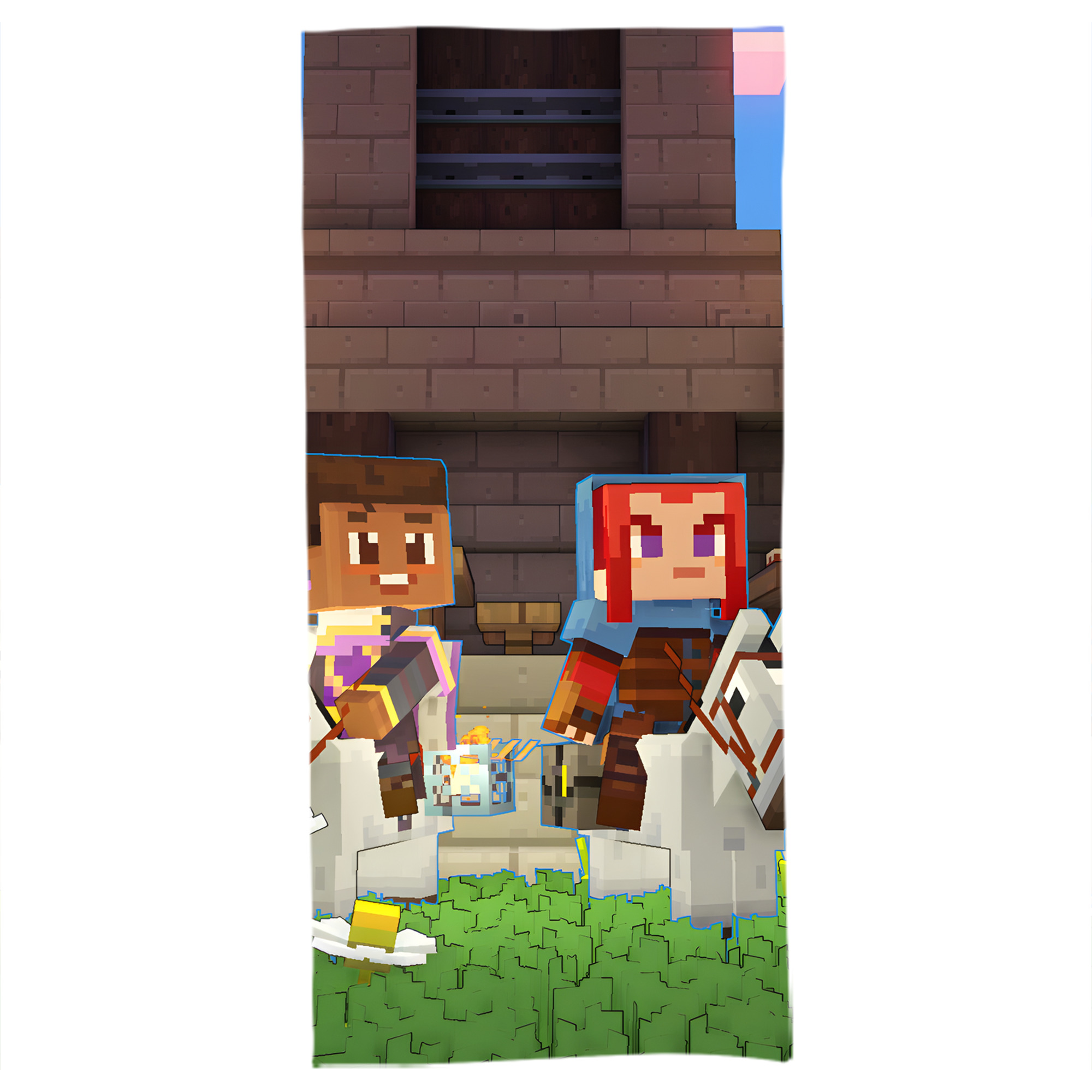 （画像用） マインクラフト ブロックの世界 Minecraft MC Block world 大判バスタオル 70×140cm 吸水速乾 柔らかい肌触り