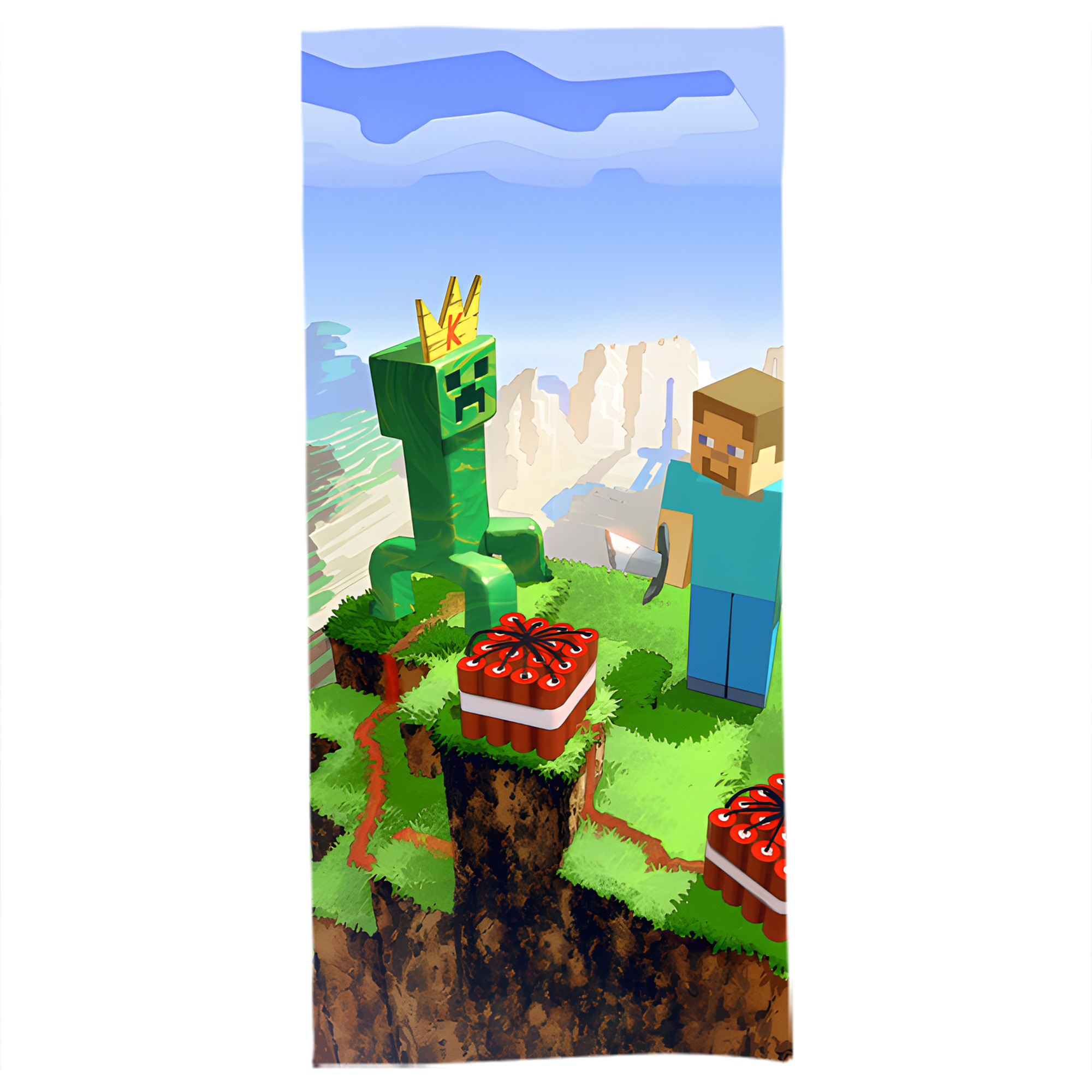 （画像用） マインクラフト ブロックの世界 Minecraft MC Block world 大判バスタオル 70×140cm 吸水速乾 柔らかい肌触り