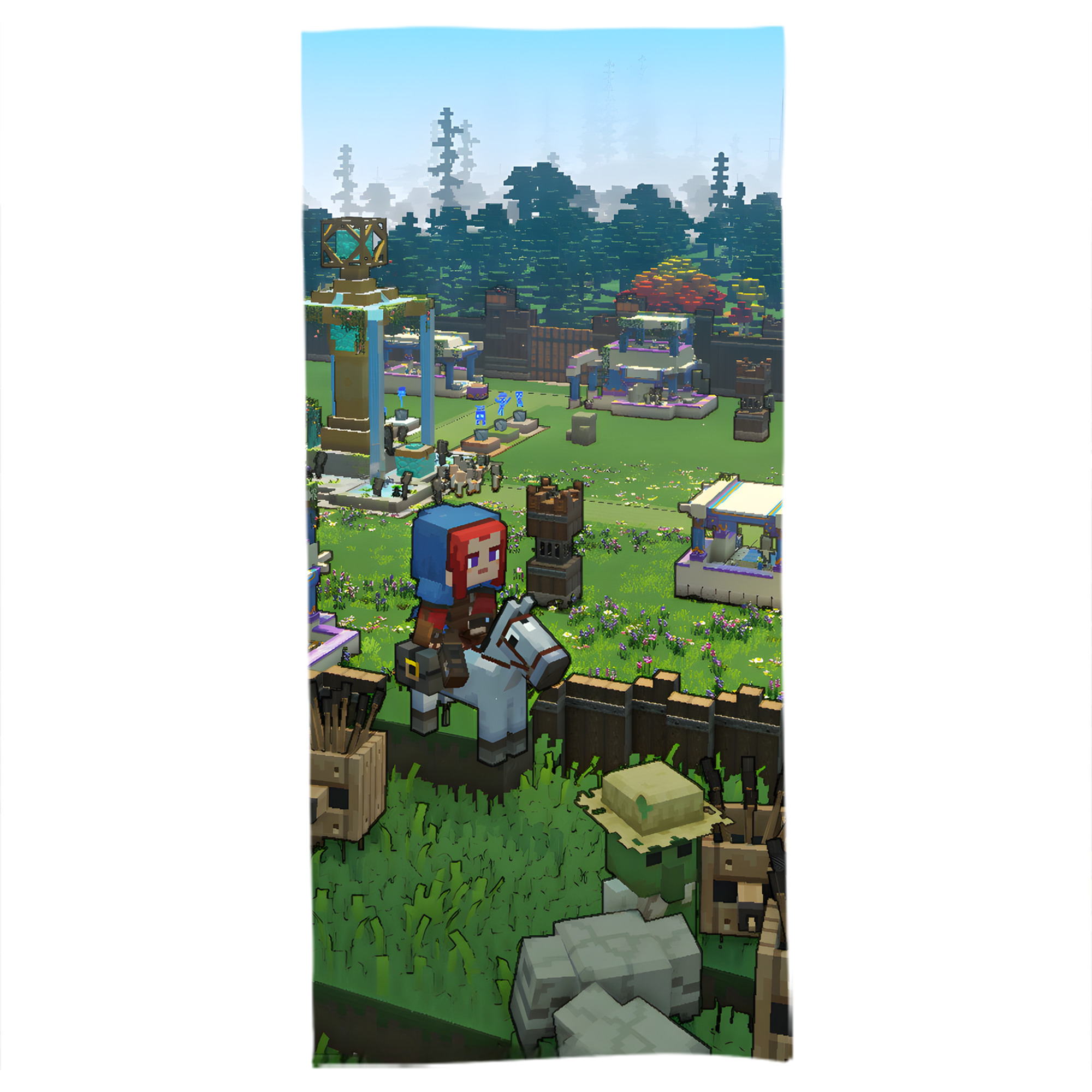 （画像用） マインクラフト ブロックの世界 Minecraft MC Block world 大判バスタオル 70×140cm 吸水速乾 柔らかい肌触り