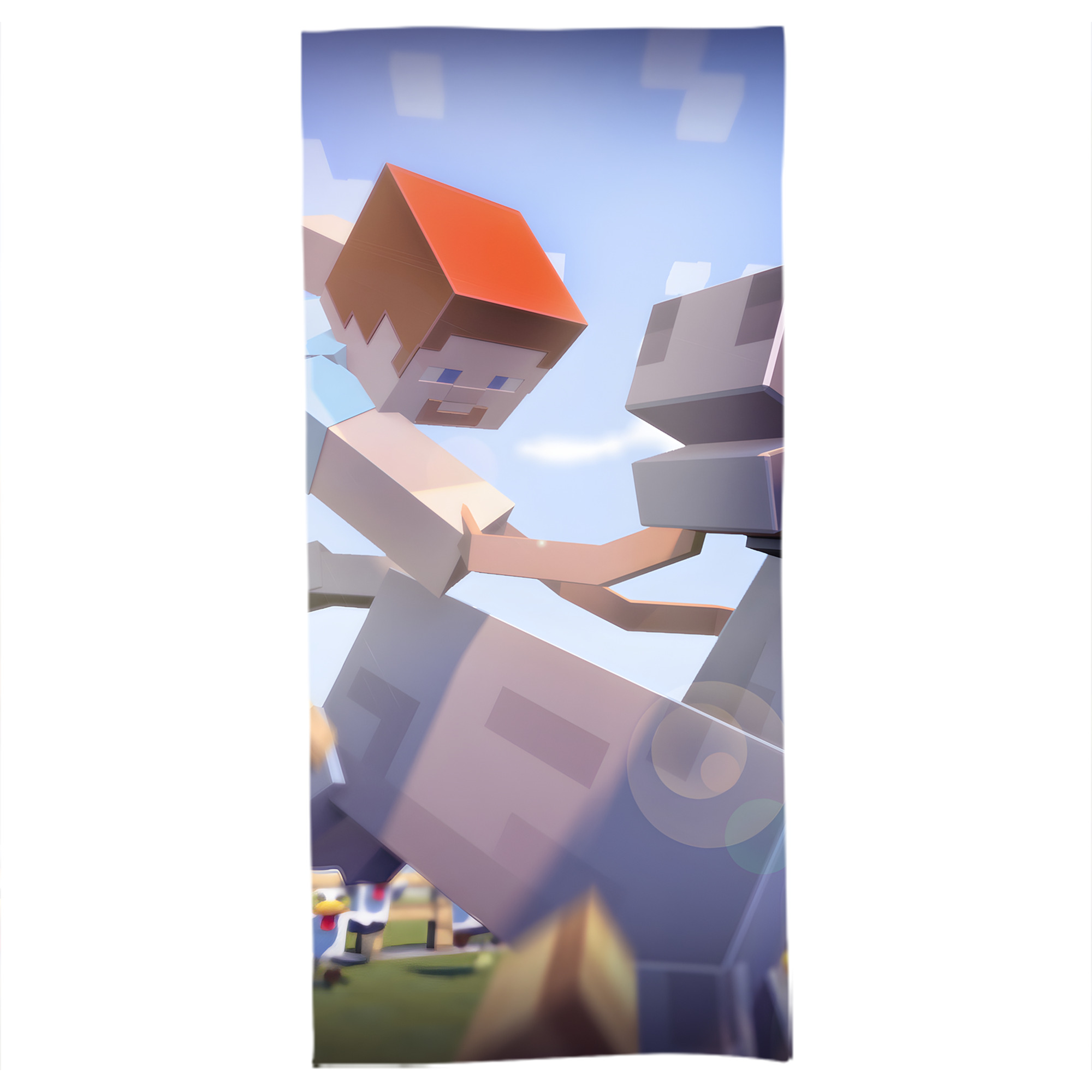 （画像用） マインクラフト ブロックの世界 Minecraft MC Block world 大判バスタオル 70×140cm 吸水速乾 柔らかい肌触り