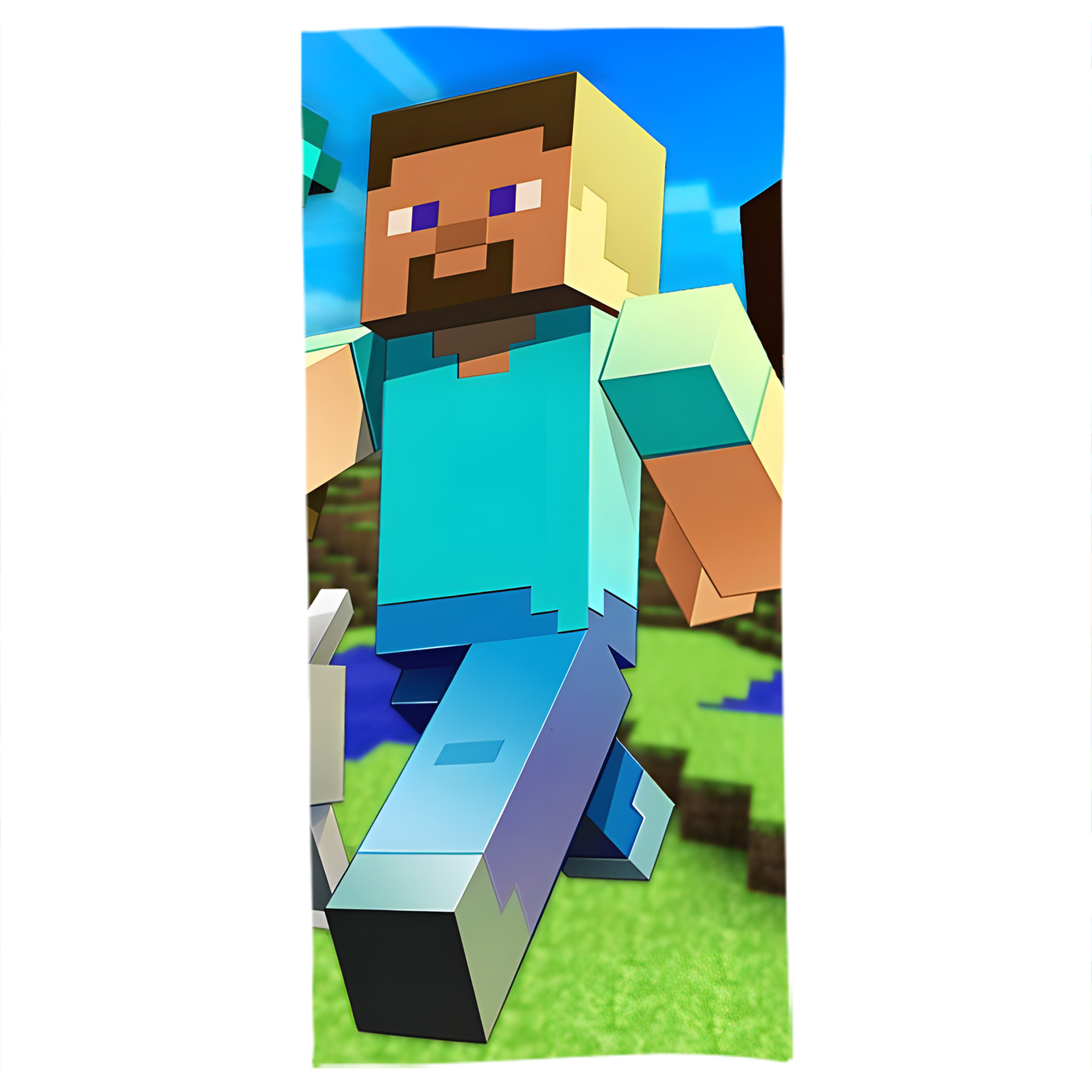 （画像用） マインクラフト ブロックの世界 Minecraft MC Block world 大判バスタオル 70×140cm 吸水速乾 柔らかい肌触り