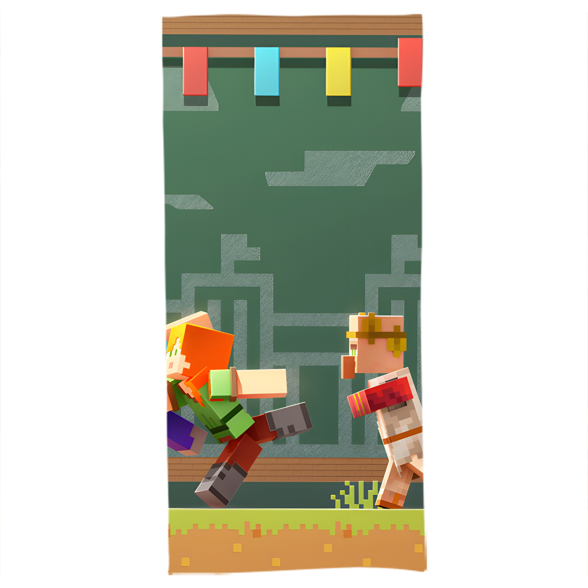 （画像用） マインクラフト ブロックの世界 Minecraft MC Block world 大判バスタオル 70×140cm 吸水速乾 柔らかい肌触り