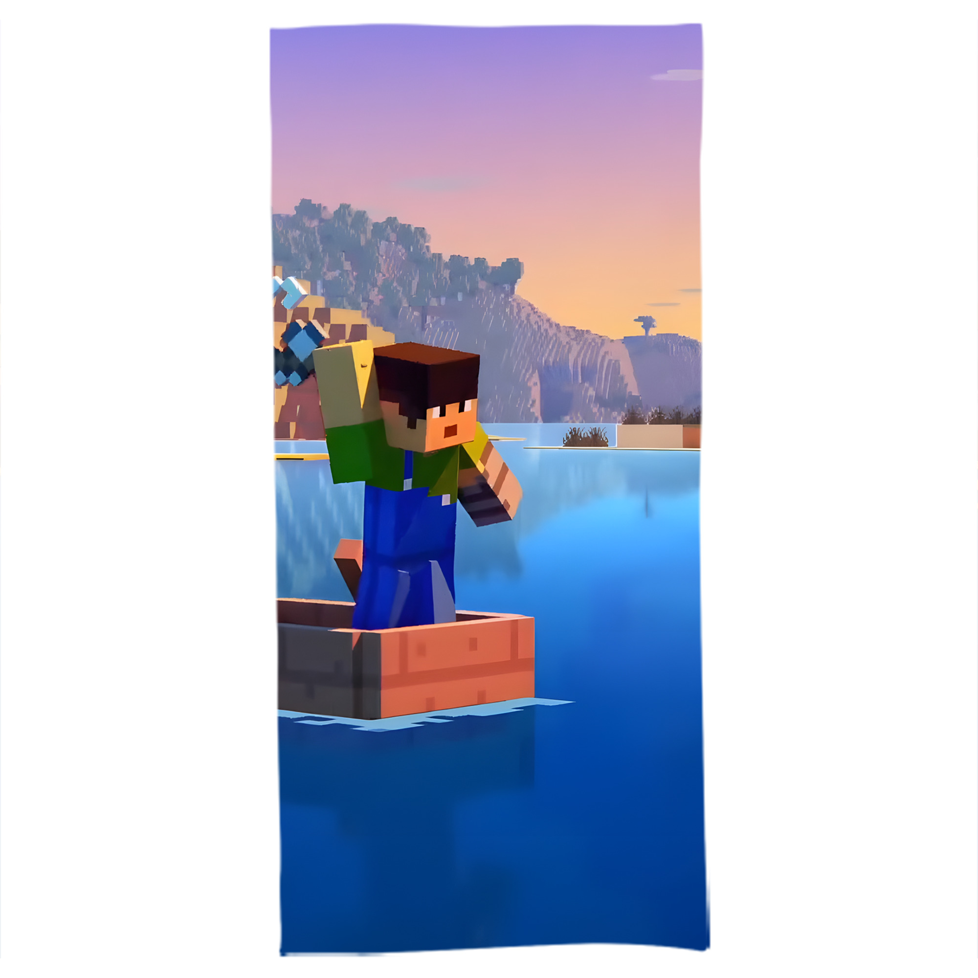 （画像用） マインクラフト ブロックの世界 Minecraft MC Block world 大判バスタオル 70×140cm 吸水速乾 柔らかい肌触り