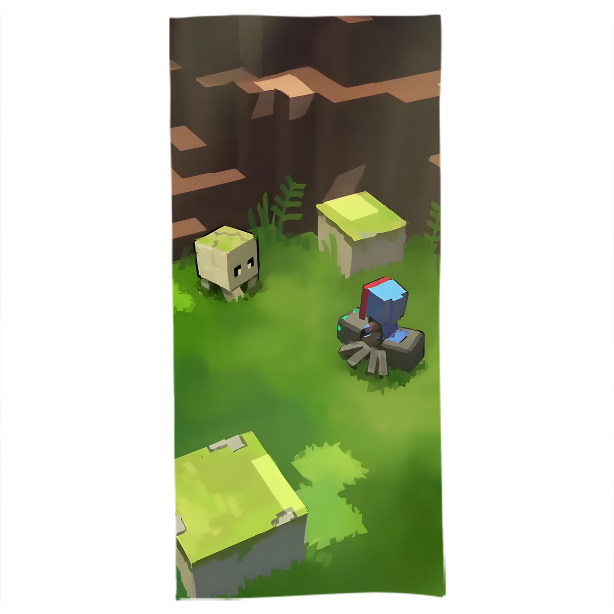（画像用） マインクラフト ブロックの世界 Minecraft MC Block world 大判バスタオル 70×140cm 吸水速乾 柔らかい肌触り