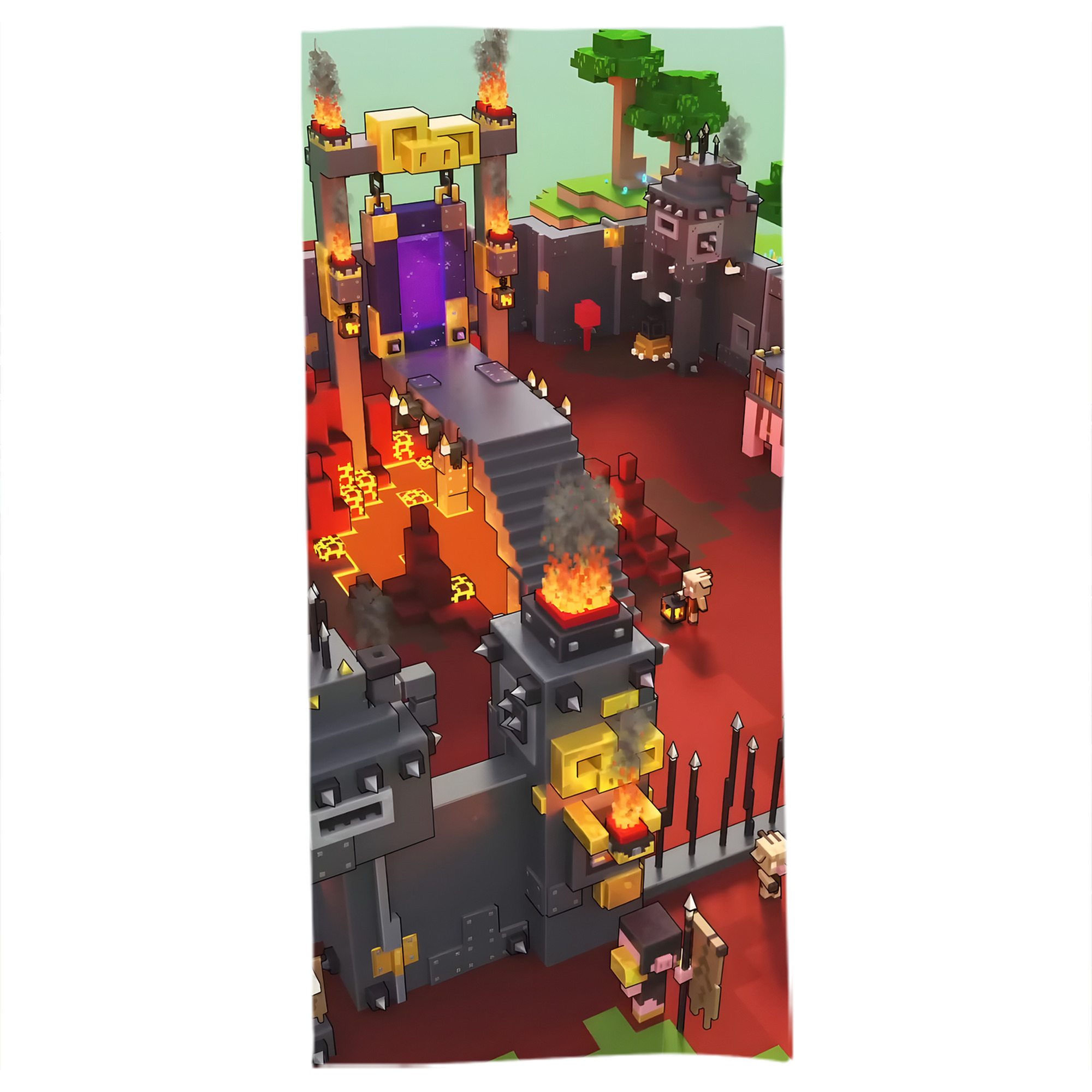（画像用） マインクラフト ブロックの世界 Minecraft MC Block world 大判バスタオル 70×140cm 吸水速乾 柔らかい肌触り