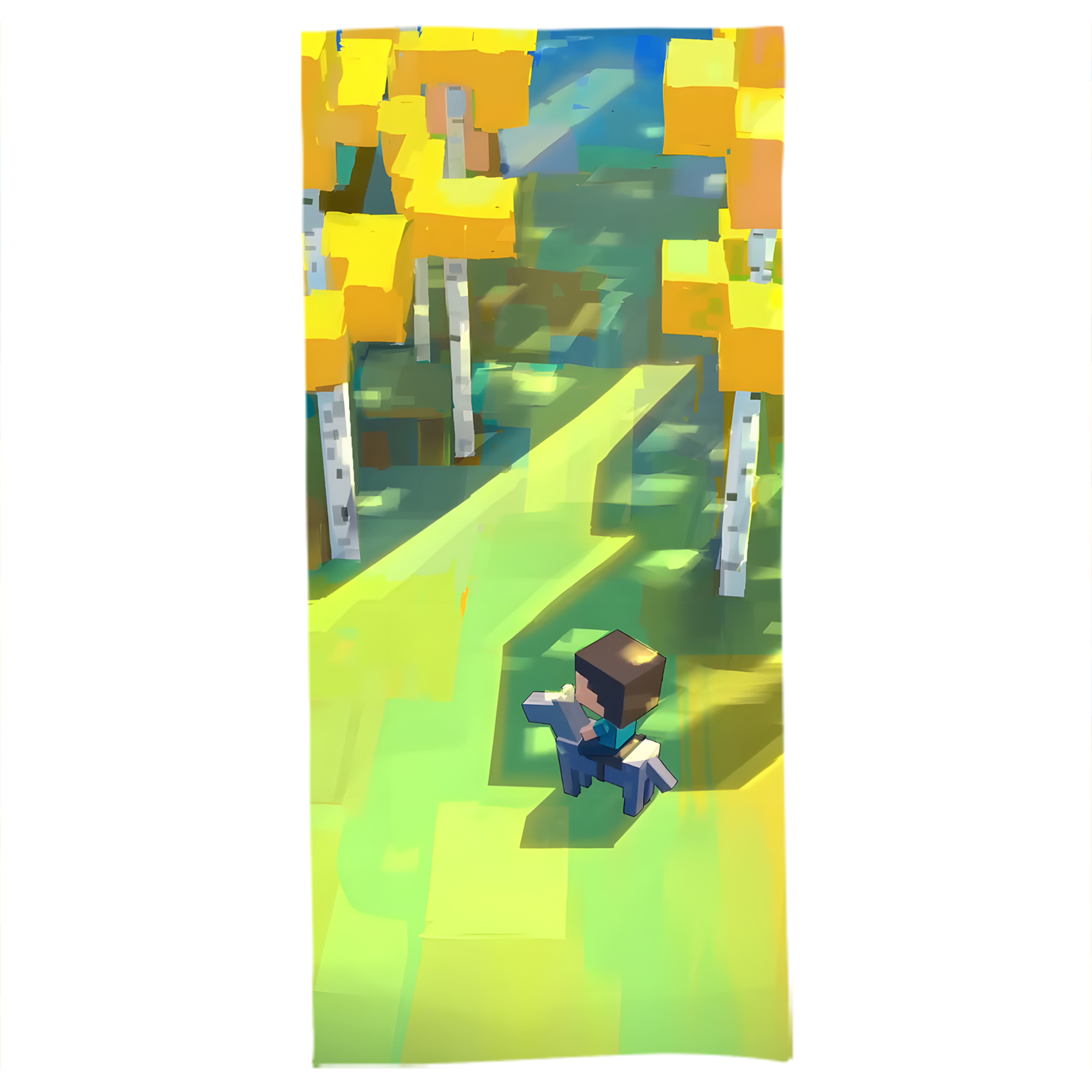 （画像用） マインクラフト ブロックの世界 Minecraft MC Block world 大判バスタオル 70×140cm 吸水速乾 柔らかい肌触り