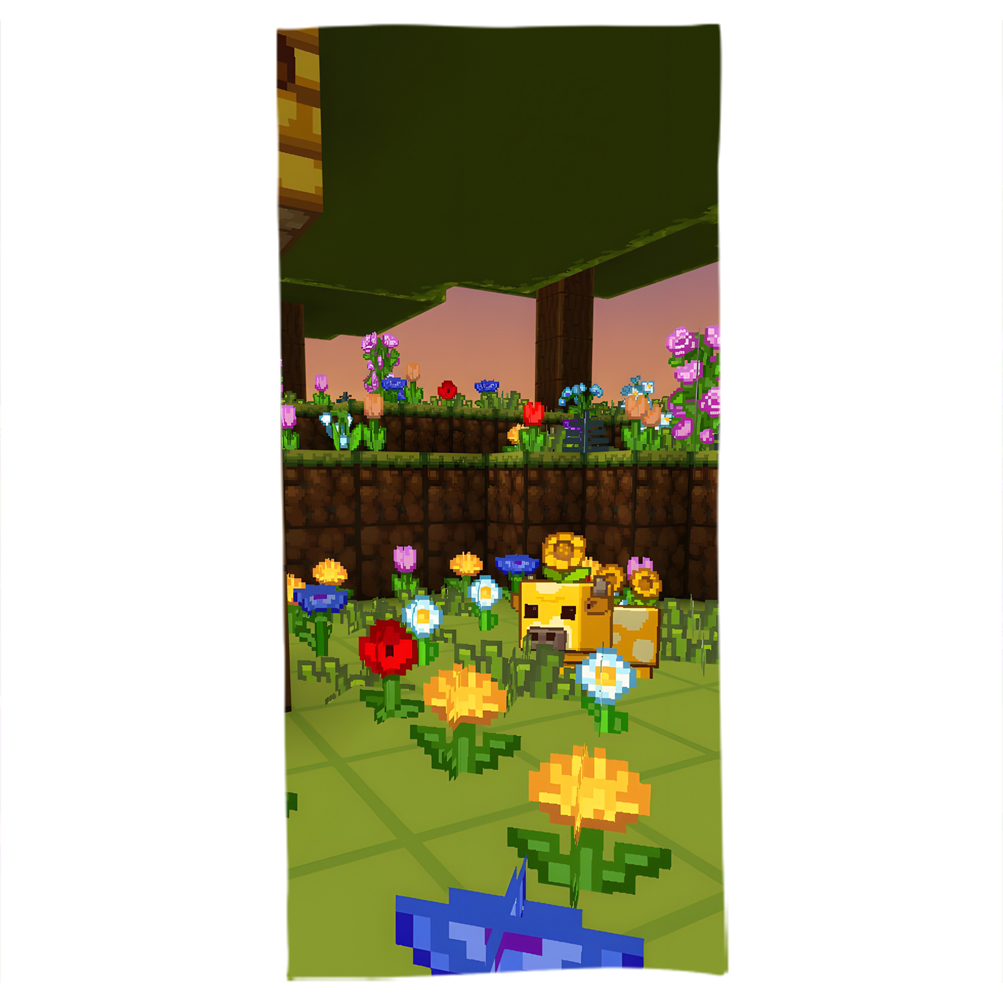 （画像用） マインクラフト ブロックの世界 Minecraft MC Block world 大判バスタオル 70×140cm 吸水速乾 柔らかい肌触り