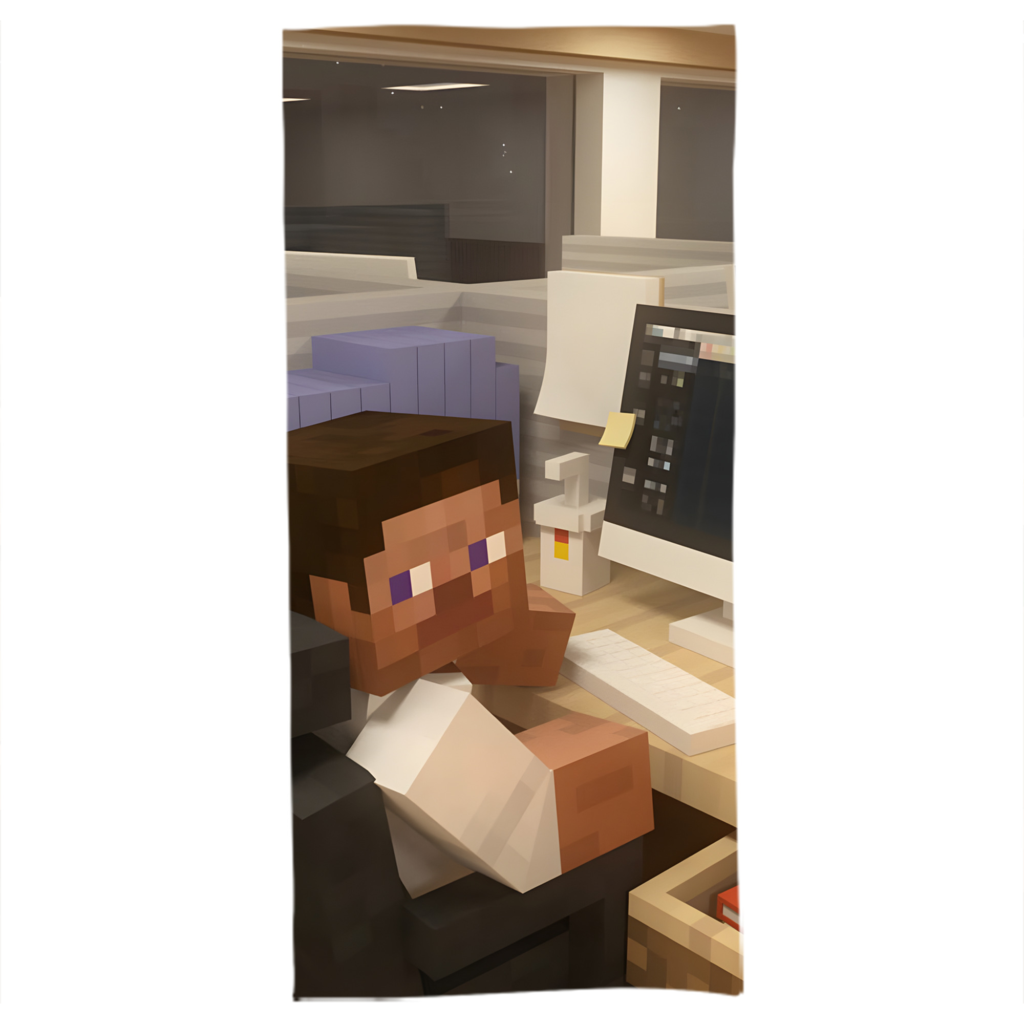 （画像用） マインクラフト ブロックの世界 Minecraft MC Block world 大判バスタオル 70×140cm 吸水速乾 柔らかい肌触り